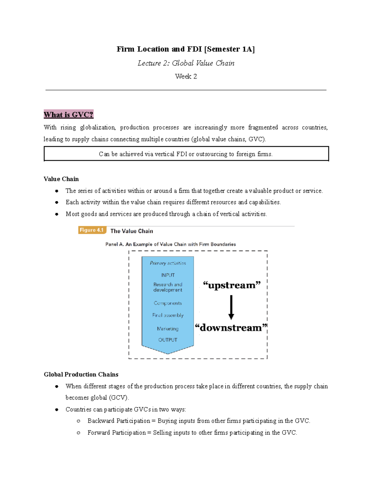 FDI 2: Global Value Chains & Production Fragmentation Summary - Studeersnel