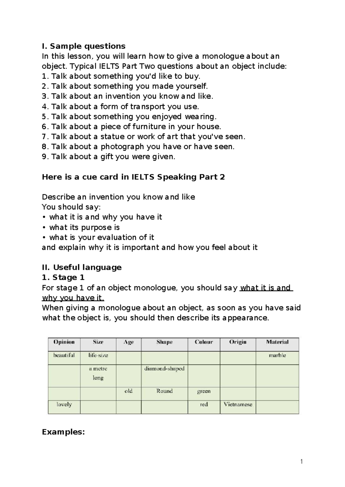 IELTS Speaking Part 2: Describe an Object - Sample Questions & Tips ...