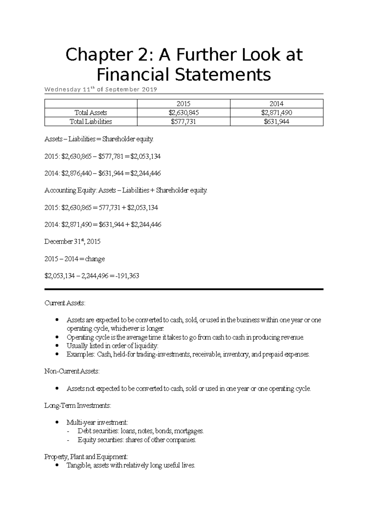 Chapter 2 - In-Depth Analysis of Financial Statements for 2015-2014 ...