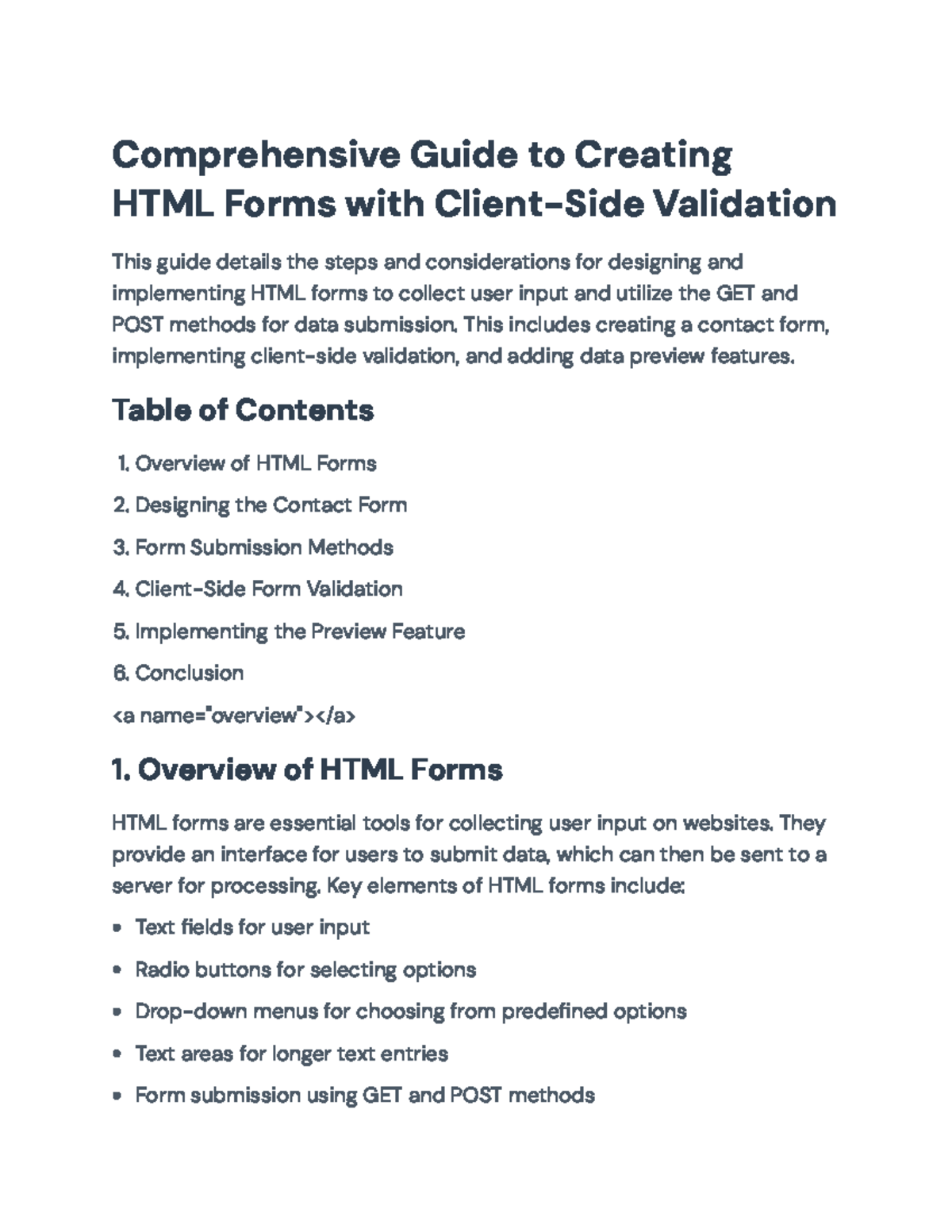 Comprehensive Guide to HTML Forms with Client-Side Validation ...