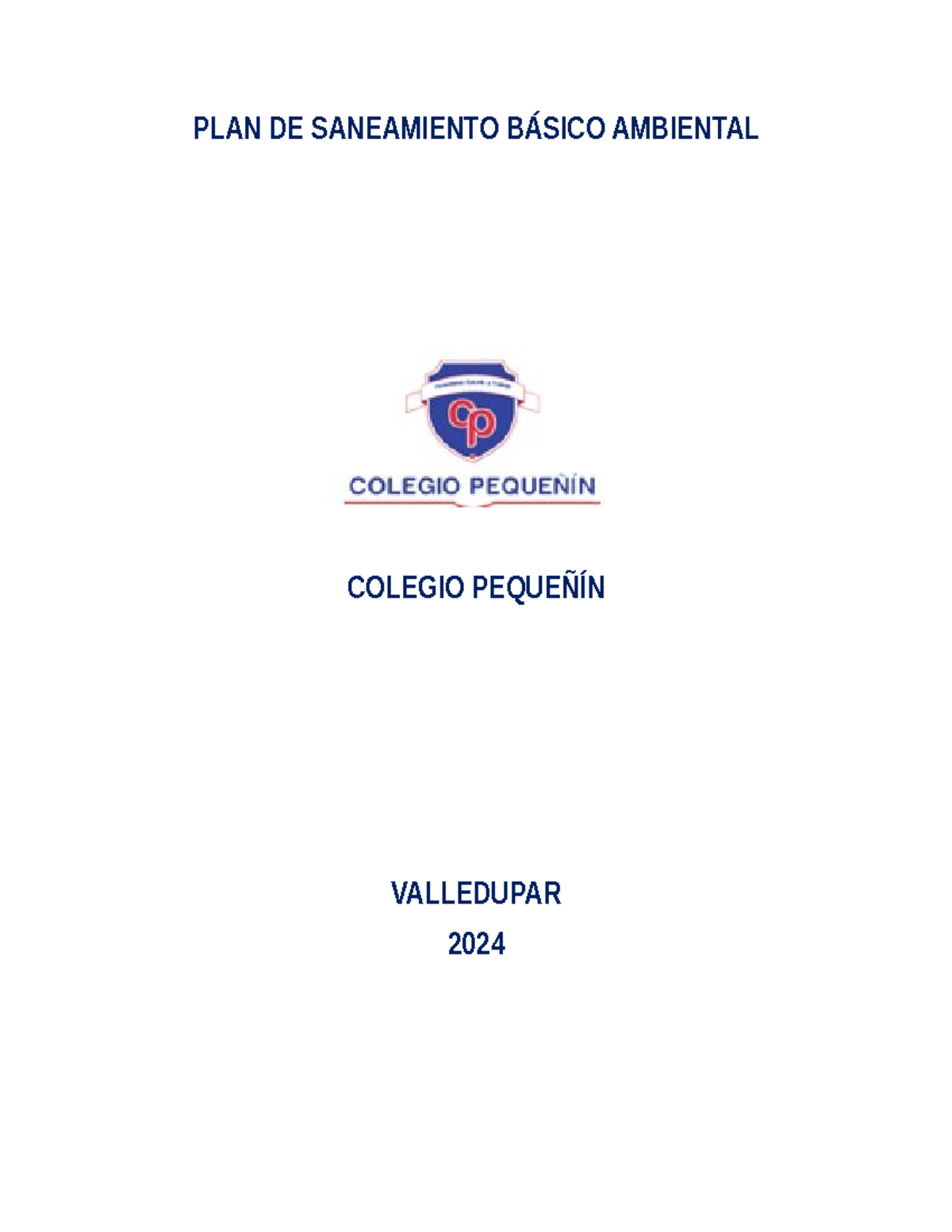 Plan de Saneamiento Básico para el Colegio Pequeñín PSA-DOC-01 - Document Preview