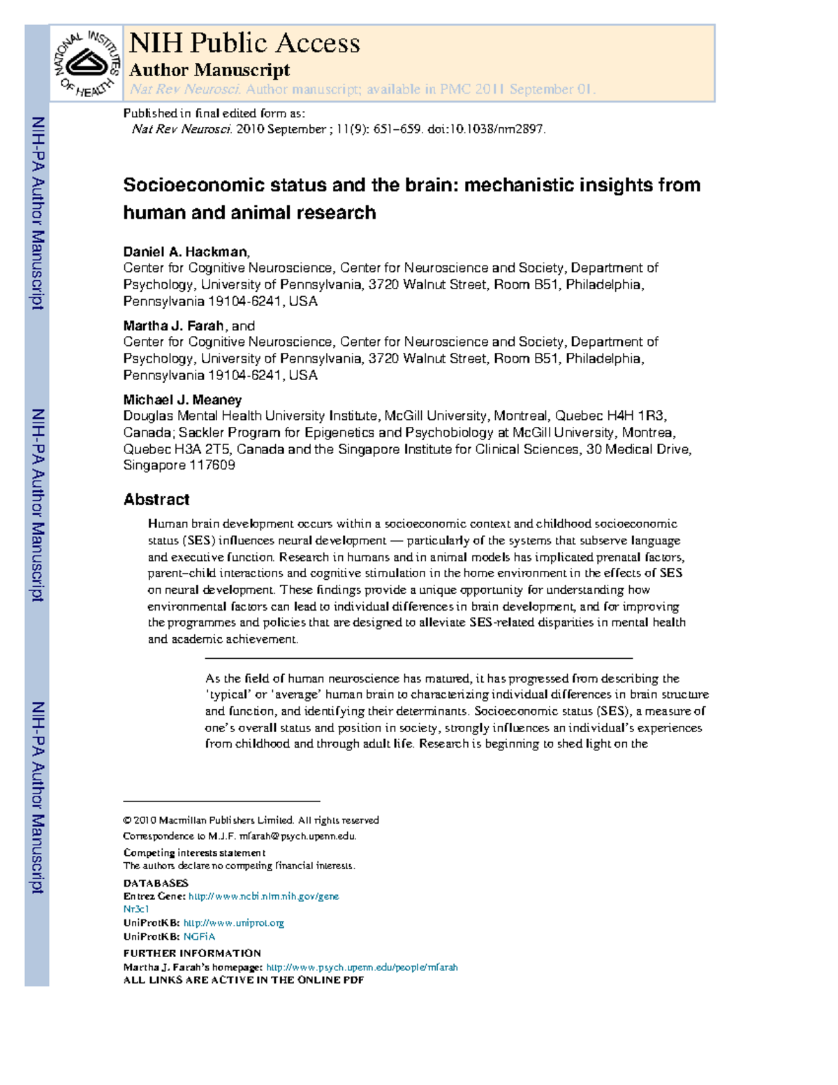 Socioeconomic status and brain development: Insights from neuroscience ...