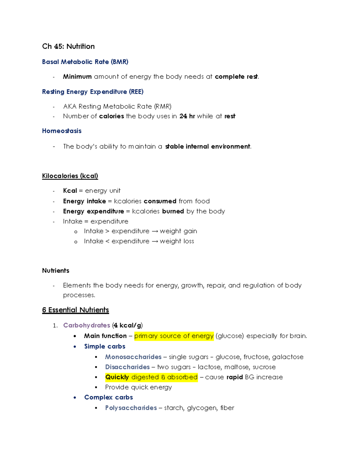 CH 45: Nutrition Fundamentals - Understanding BMR, Nutrients, and ...