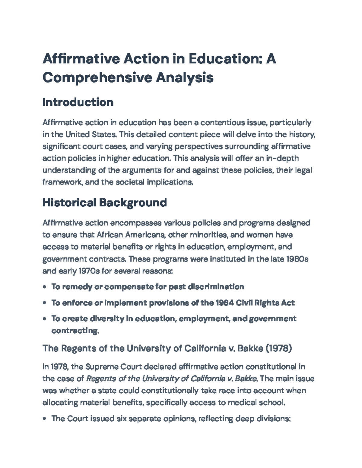 Affirmative Action in Education: A Comprehensive Analysis of Policies ...