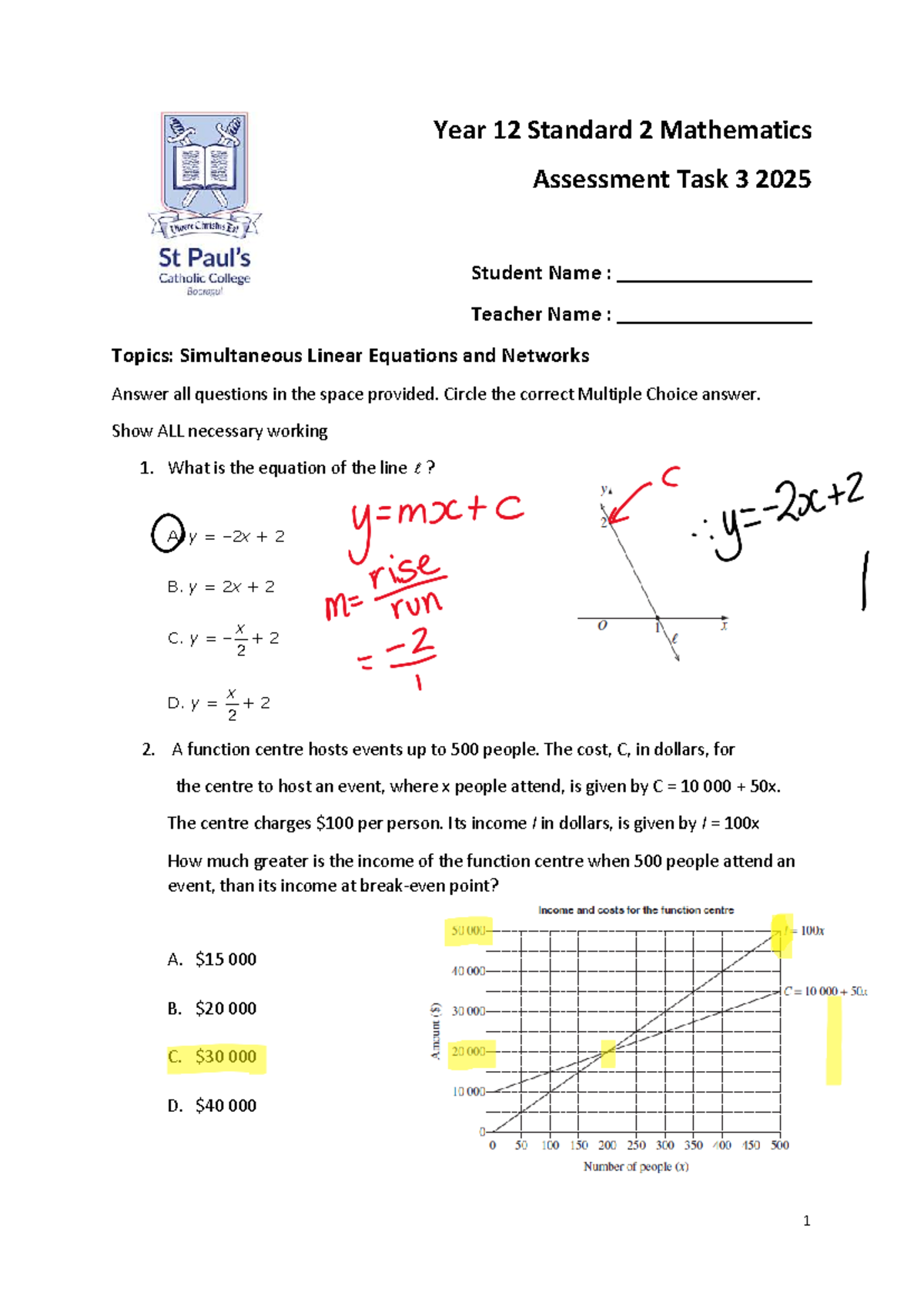 Sample Assessment Task Networks and Sim Equation Answers - Year 12 ...