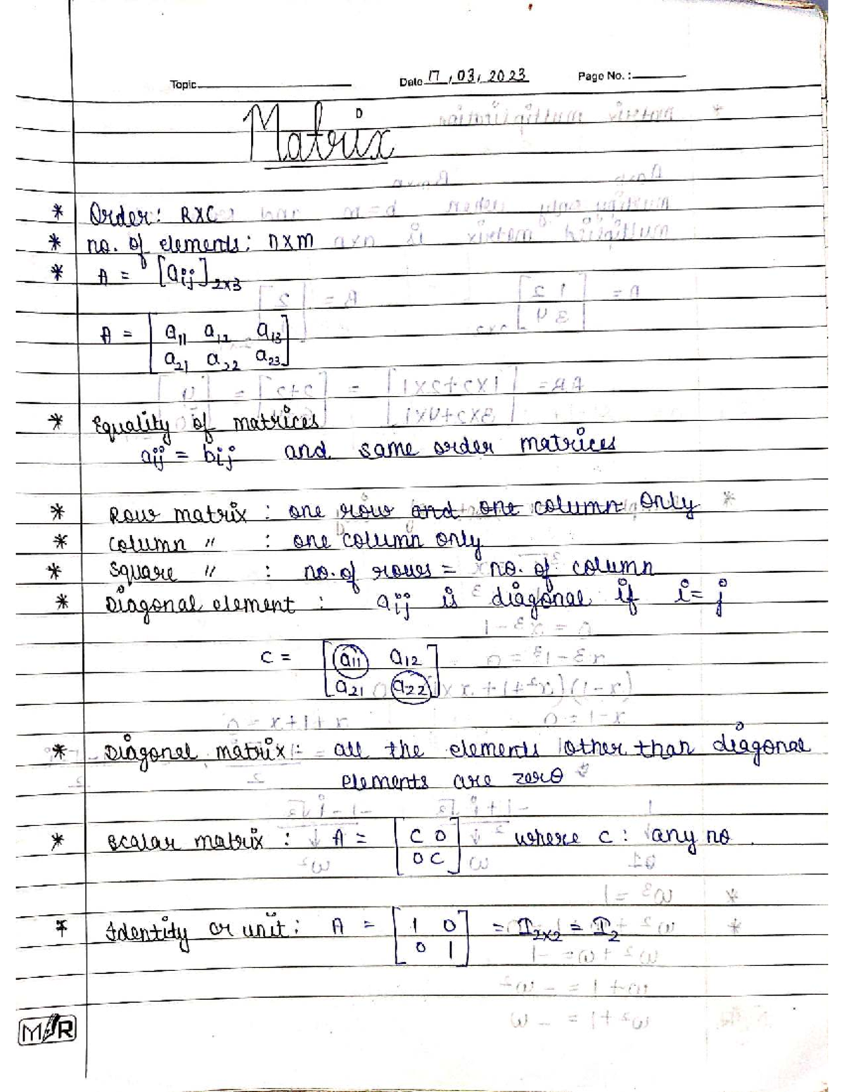 Matrix Operations and Properties: MATH 12 Final Exam Notes - Studocu
