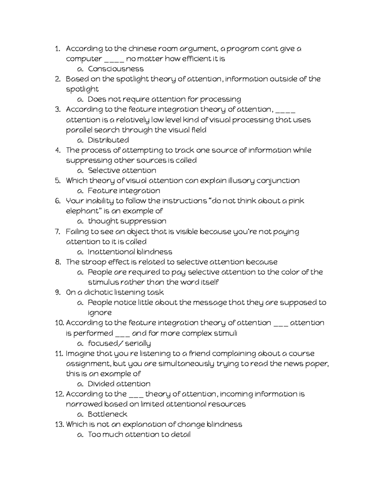 Cognitive Psychology Exam 2 Study Guide: Memory & Attention Concepts ...