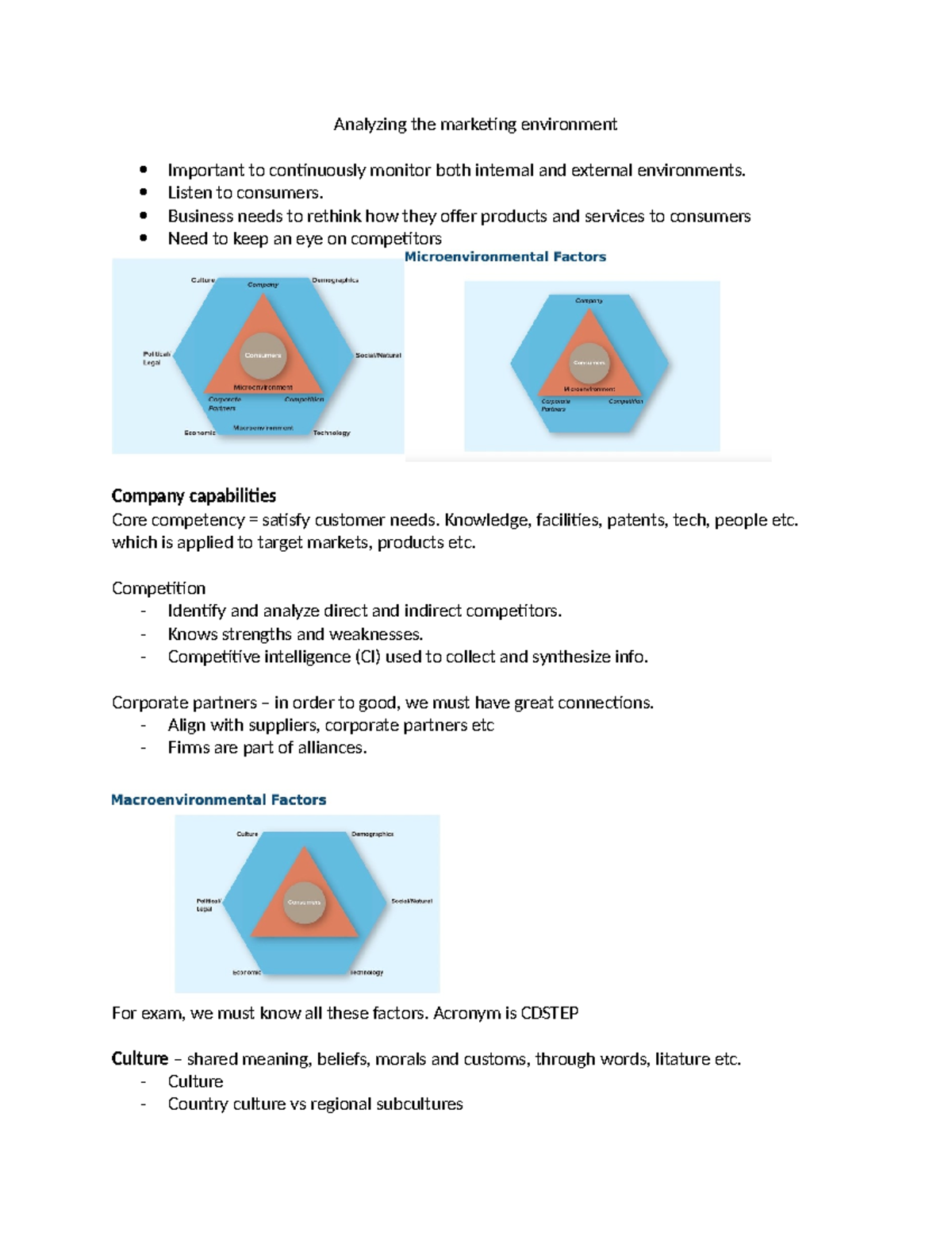 Marketing chapter 3 notes - Analyzing the marketing environment ...