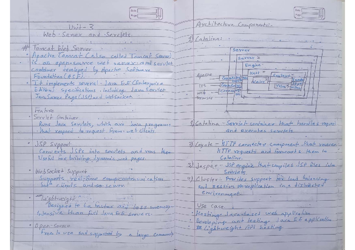 Web Technology Unit 3: Apache Tomcat & Java Servlets Overview - Studocu