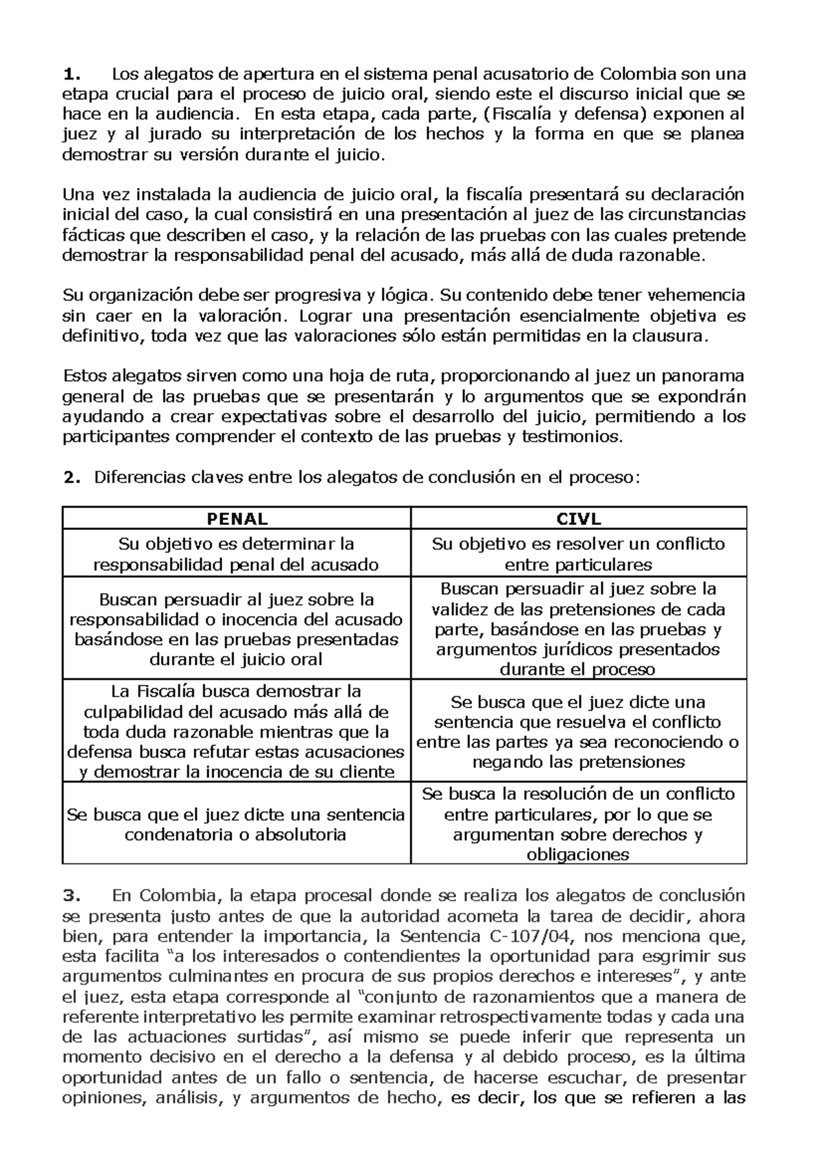 Alegatos de Apertura y Conclusión en Derecho Penal y Civil - Análisis ...