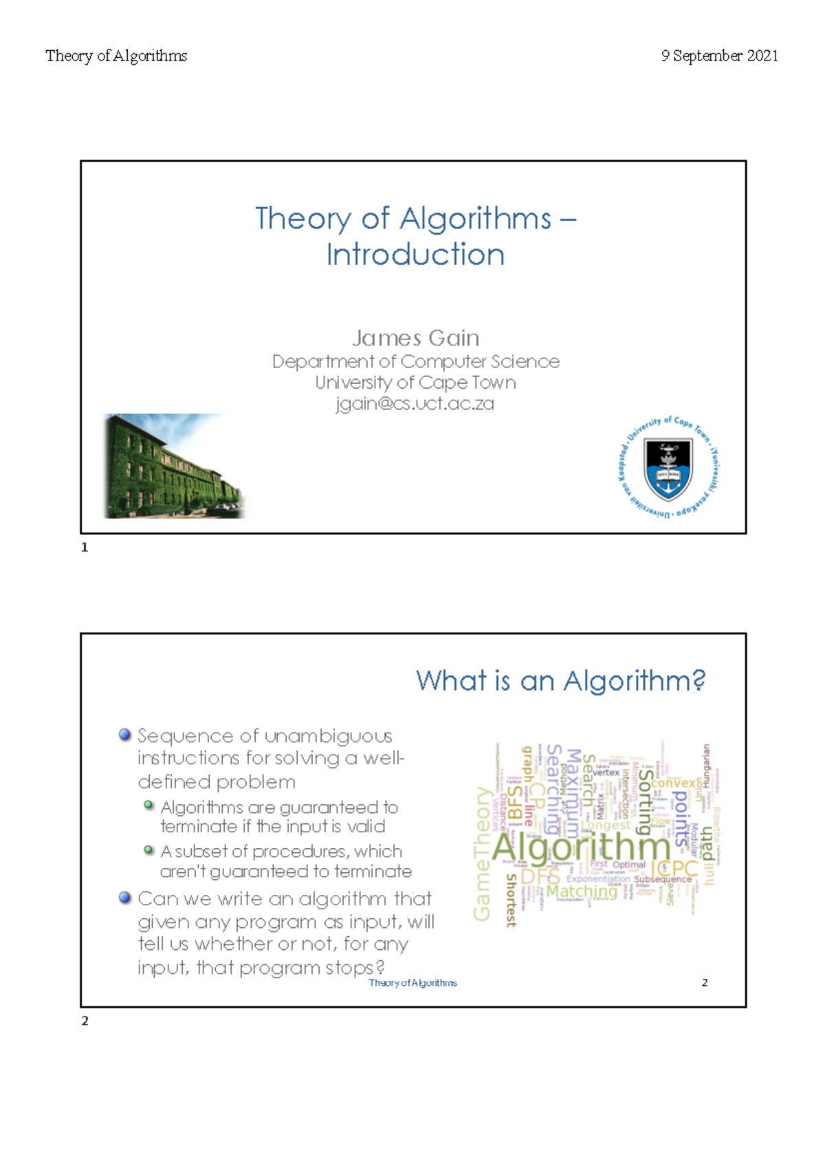 TOA1 Theory of Algorithms - Lecture Notes on Algorithm Fundamentals ...