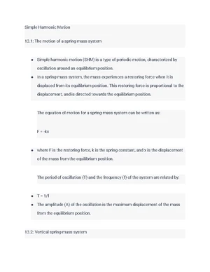 Simple Harmonic Motion - Study Notes & Assignments - Studocu