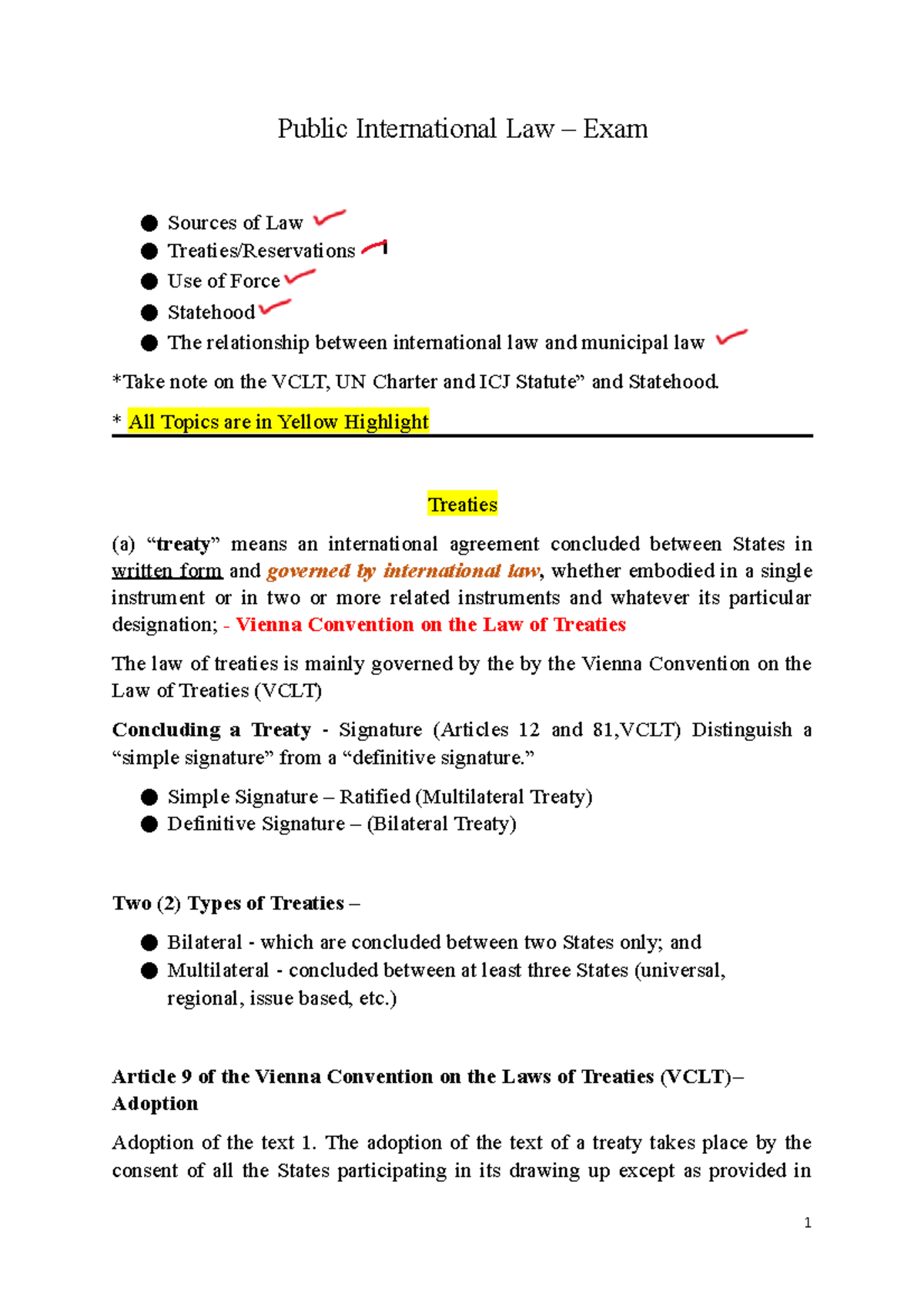 Public International Law - Revision Notes for Exam Prep - Studocu