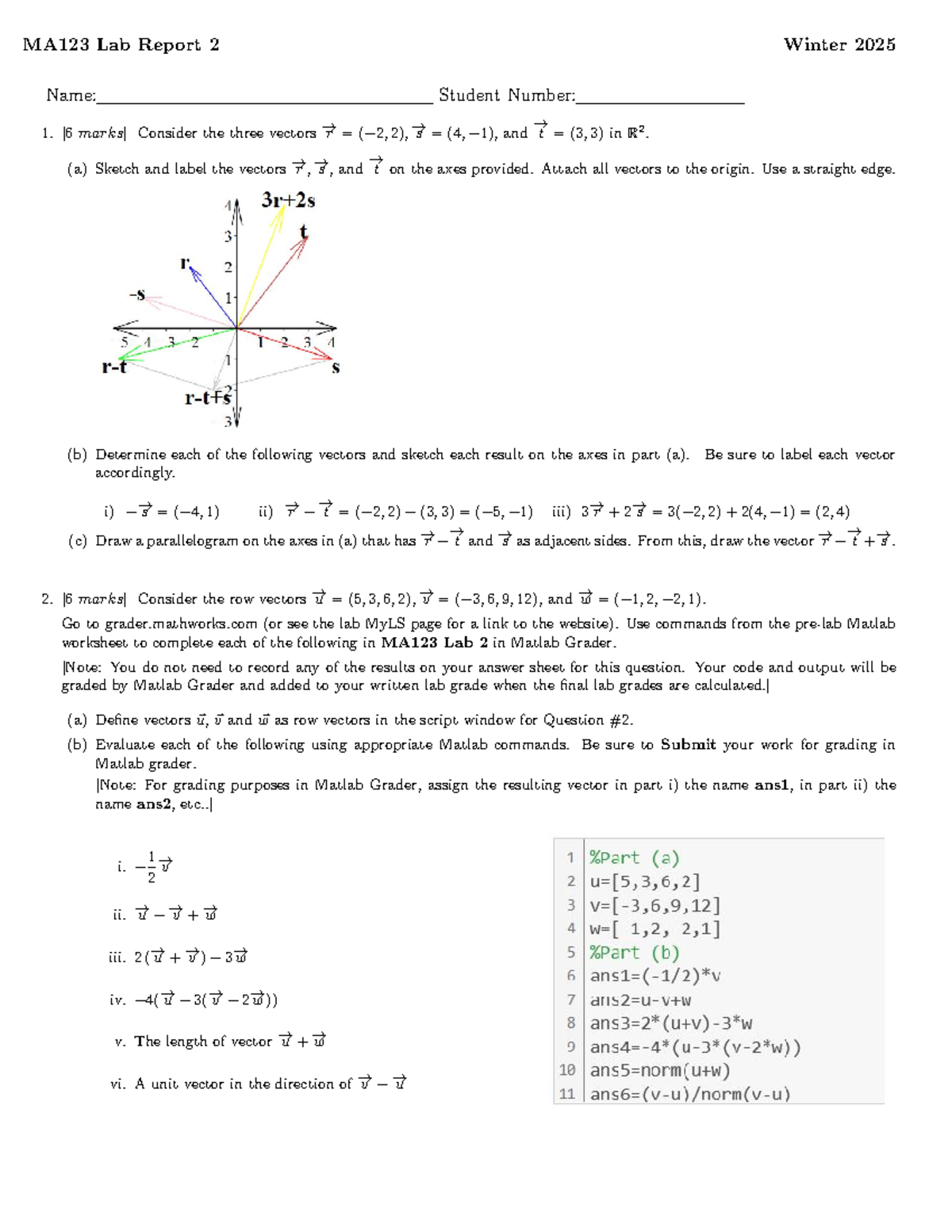 123lab2solns W 25 - MA123 lab 2 solns - MA123 Lab Report 2 Winter 2025 ...