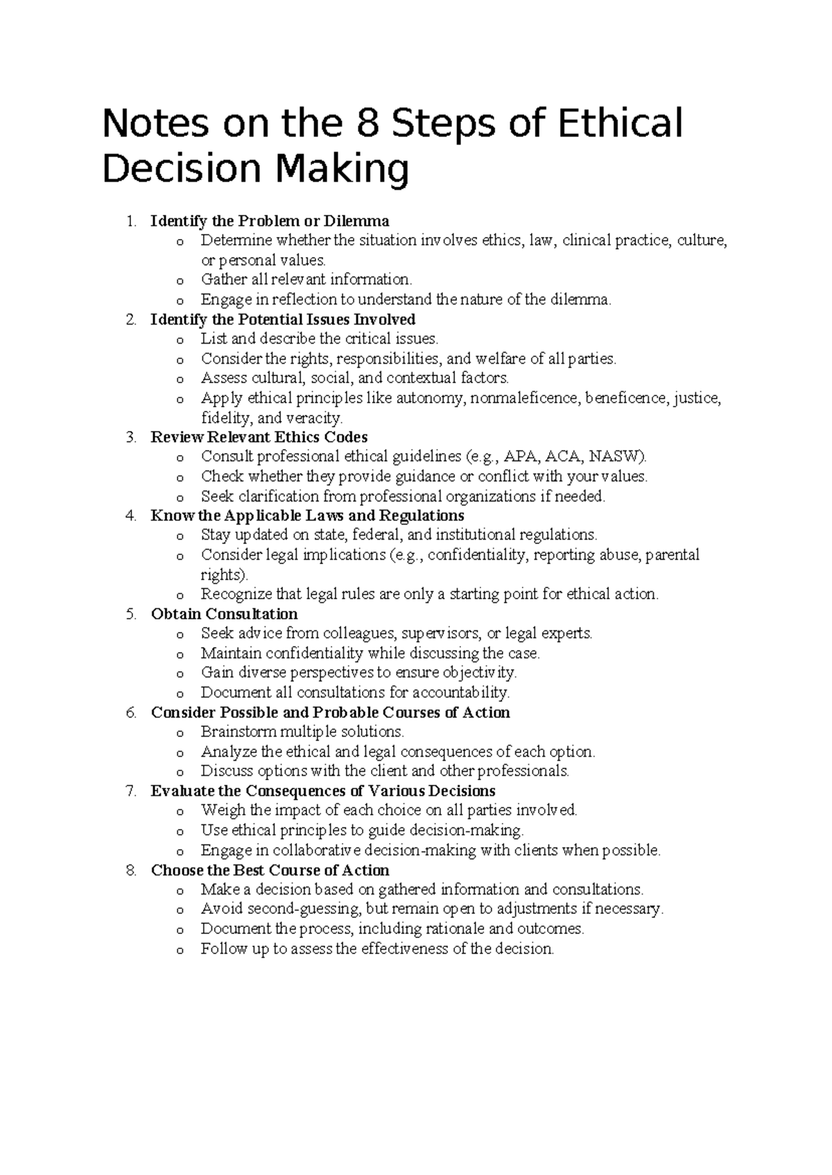 Ethical Decision-Making: 8 Steps for Professionals (Case Studies ...