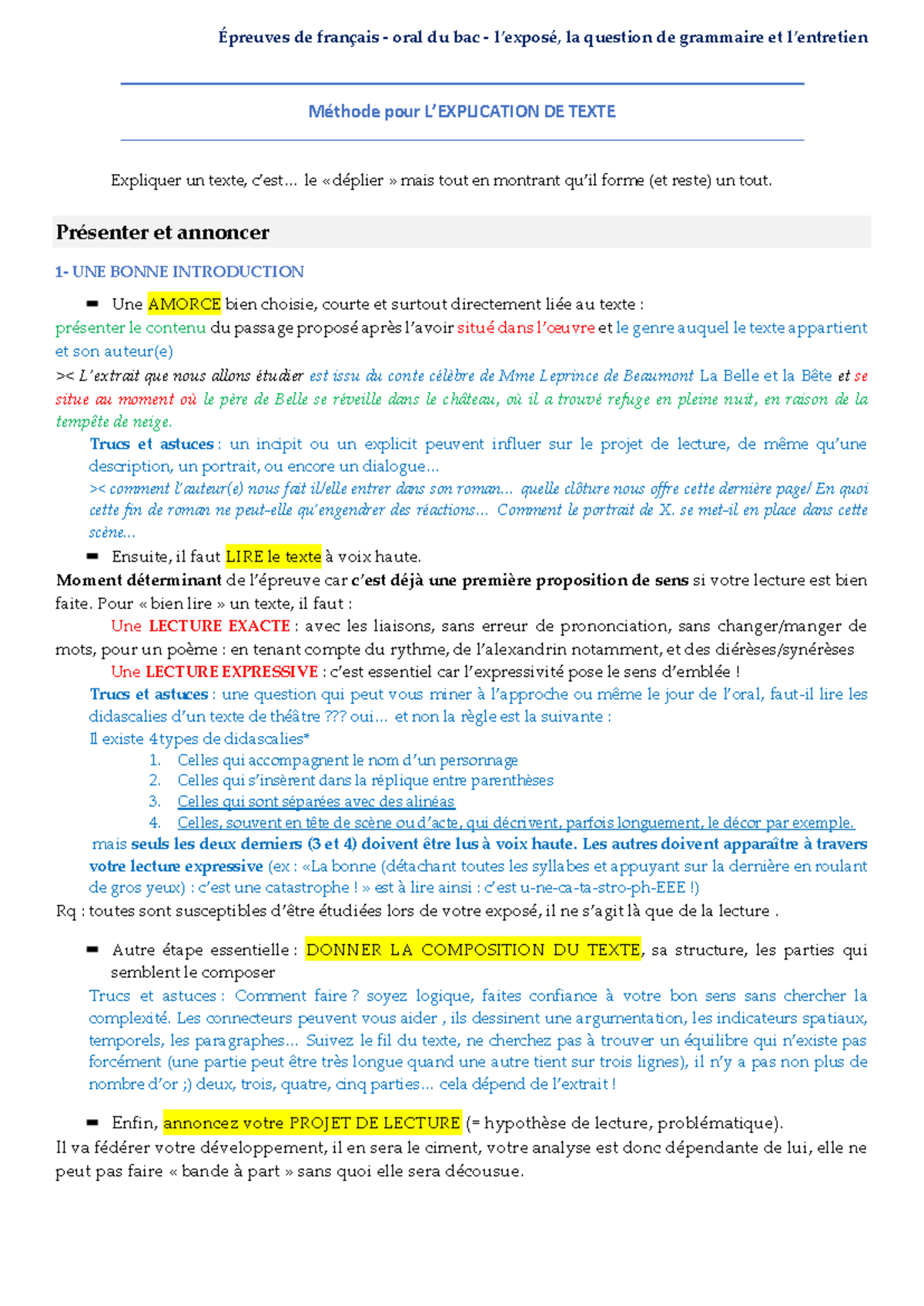 Méthode d'Explication Linéaire pour l'Épreuve de Français Oral Bac L ...