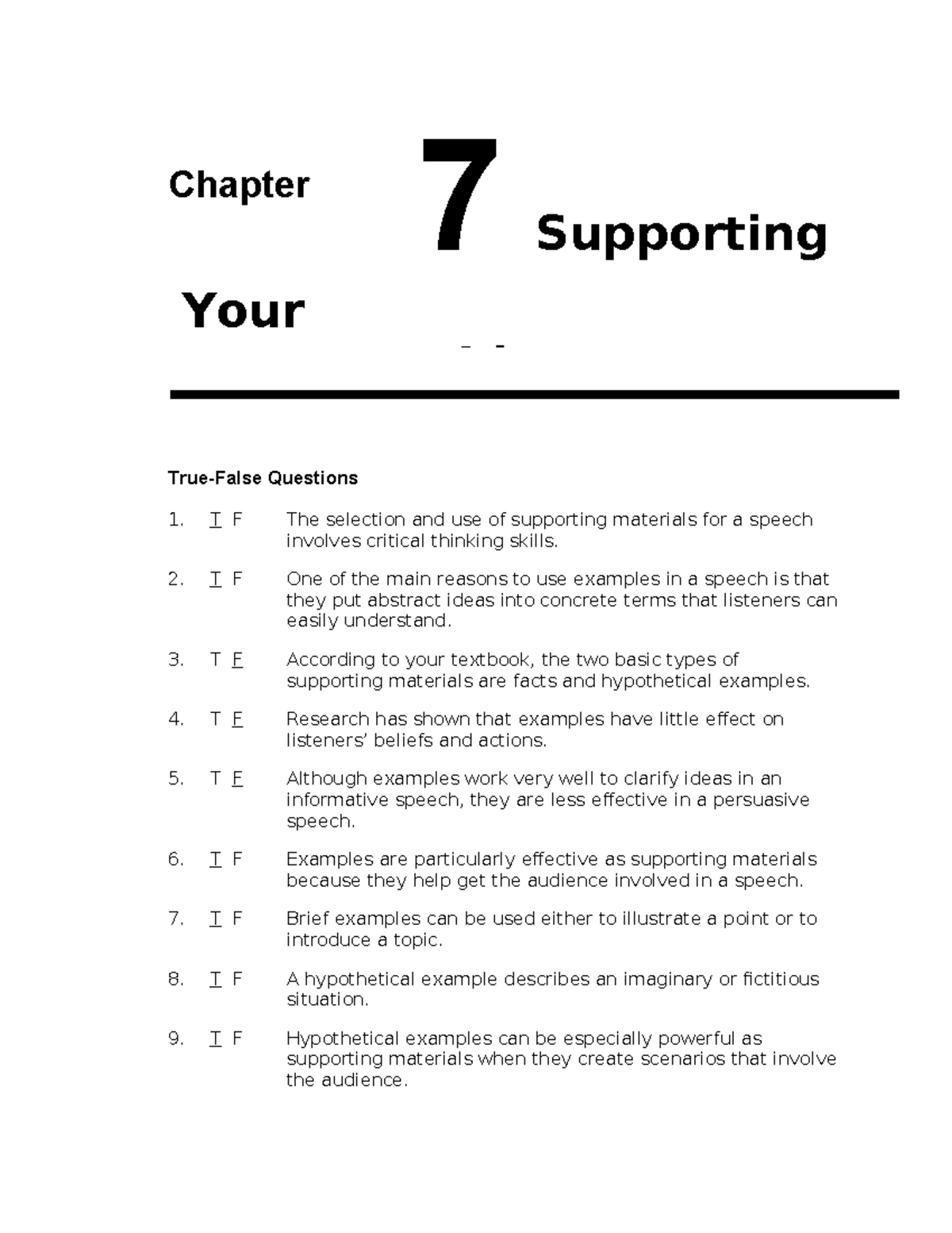 Chpt 7 Supporting Your Ideas: Key Concepts and Test Questions - Studocu