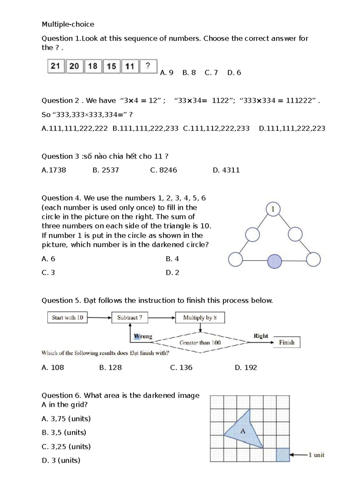 Logic Math - Toán Grade 6: Quiz Questions and Solutions - Studocu