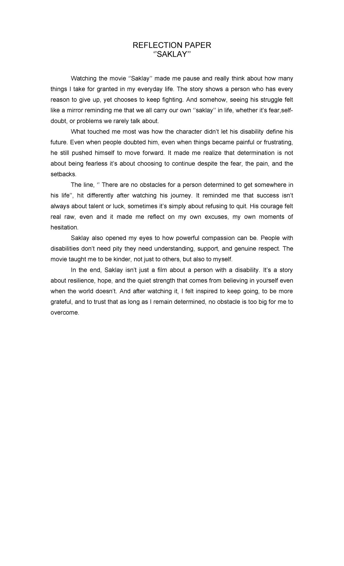 Reflection Paper: Insights from the Film 