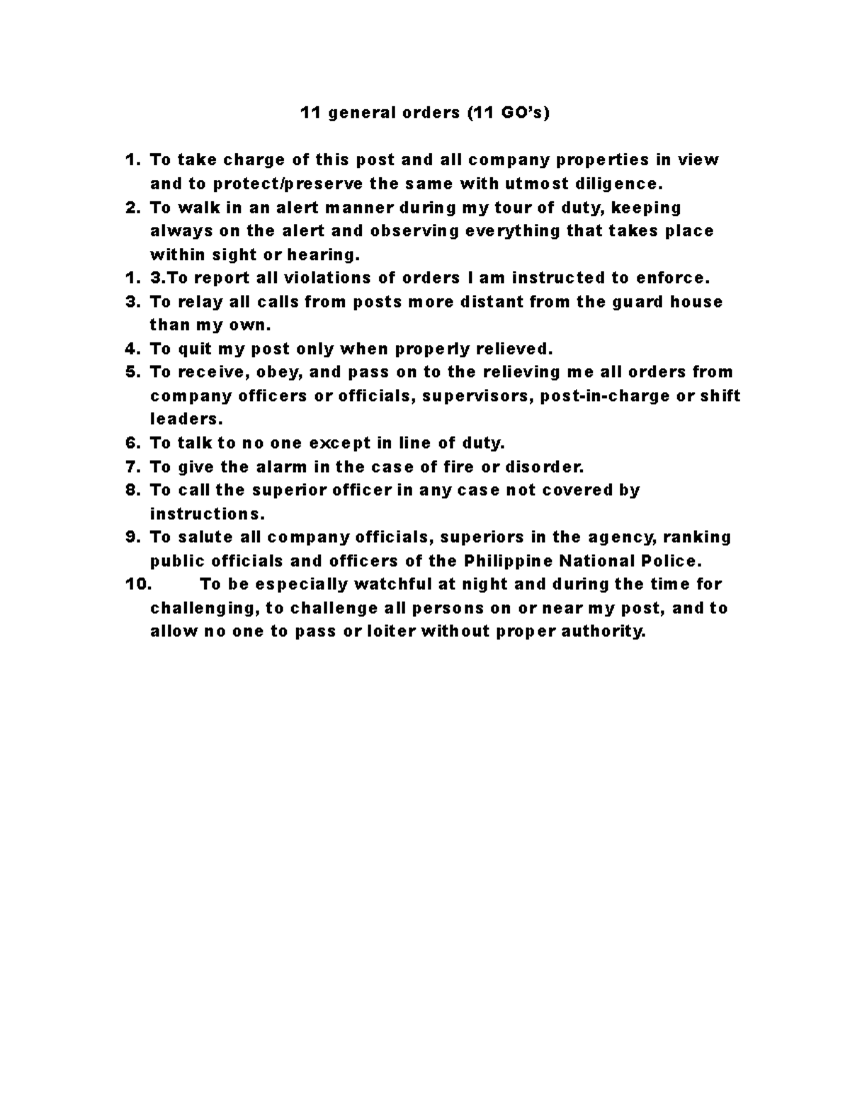 11-General-Orders - Kabisahin - 11 general orders (11 GO’s) To take ...