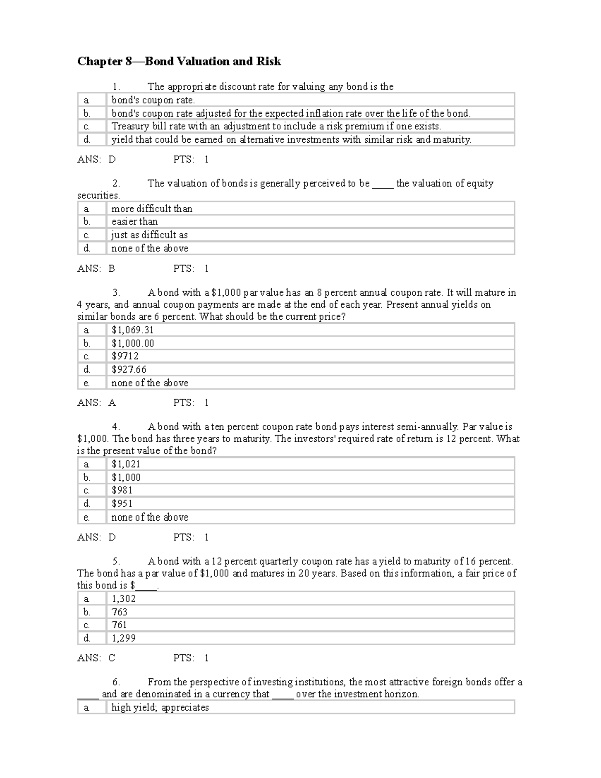 Finance 101: Chapter 8 - Bond Valuation & Risk Insights - Studocu