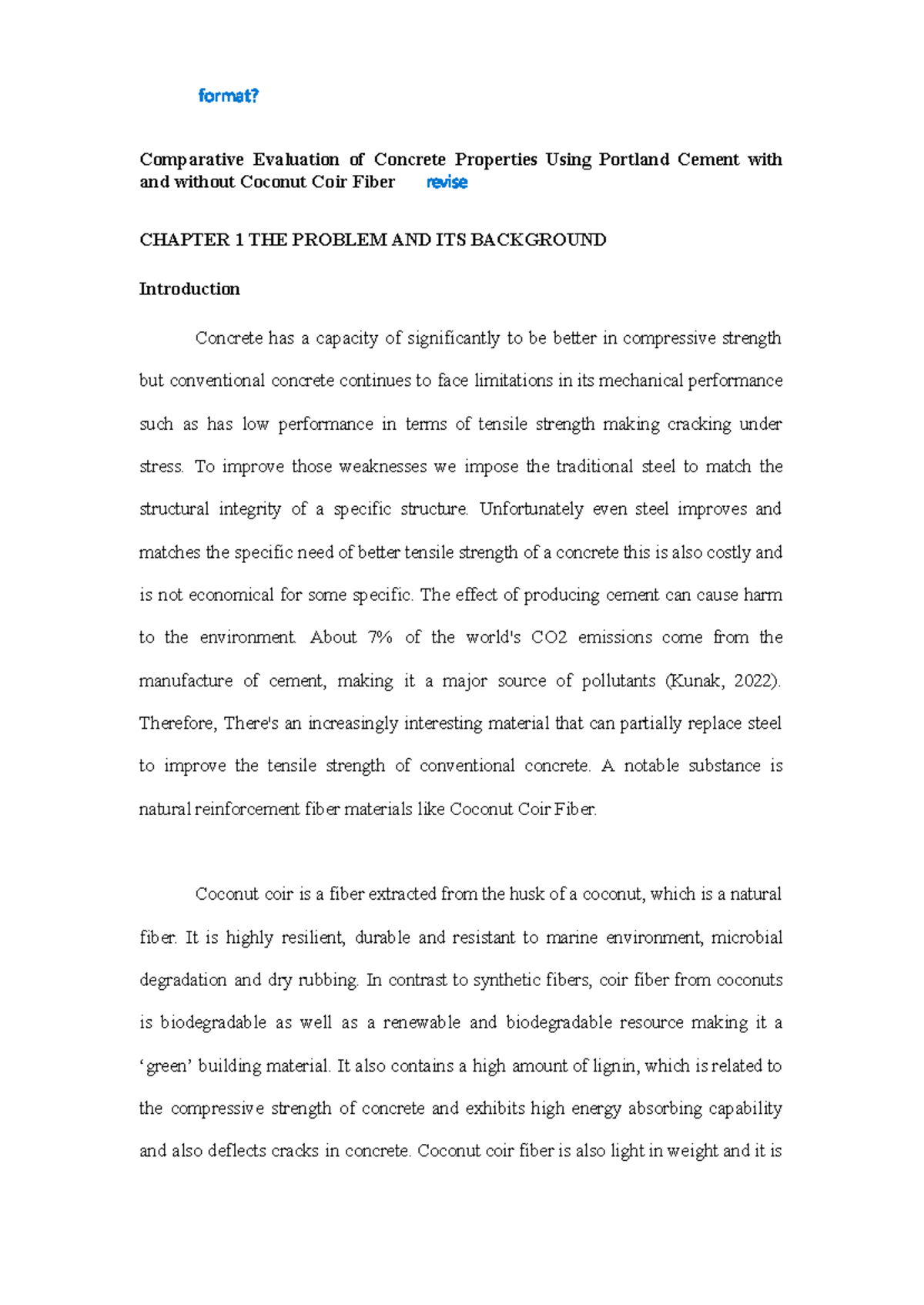 Comparative Study on Concrete Properties: Portland Cement vs. Coconut ...