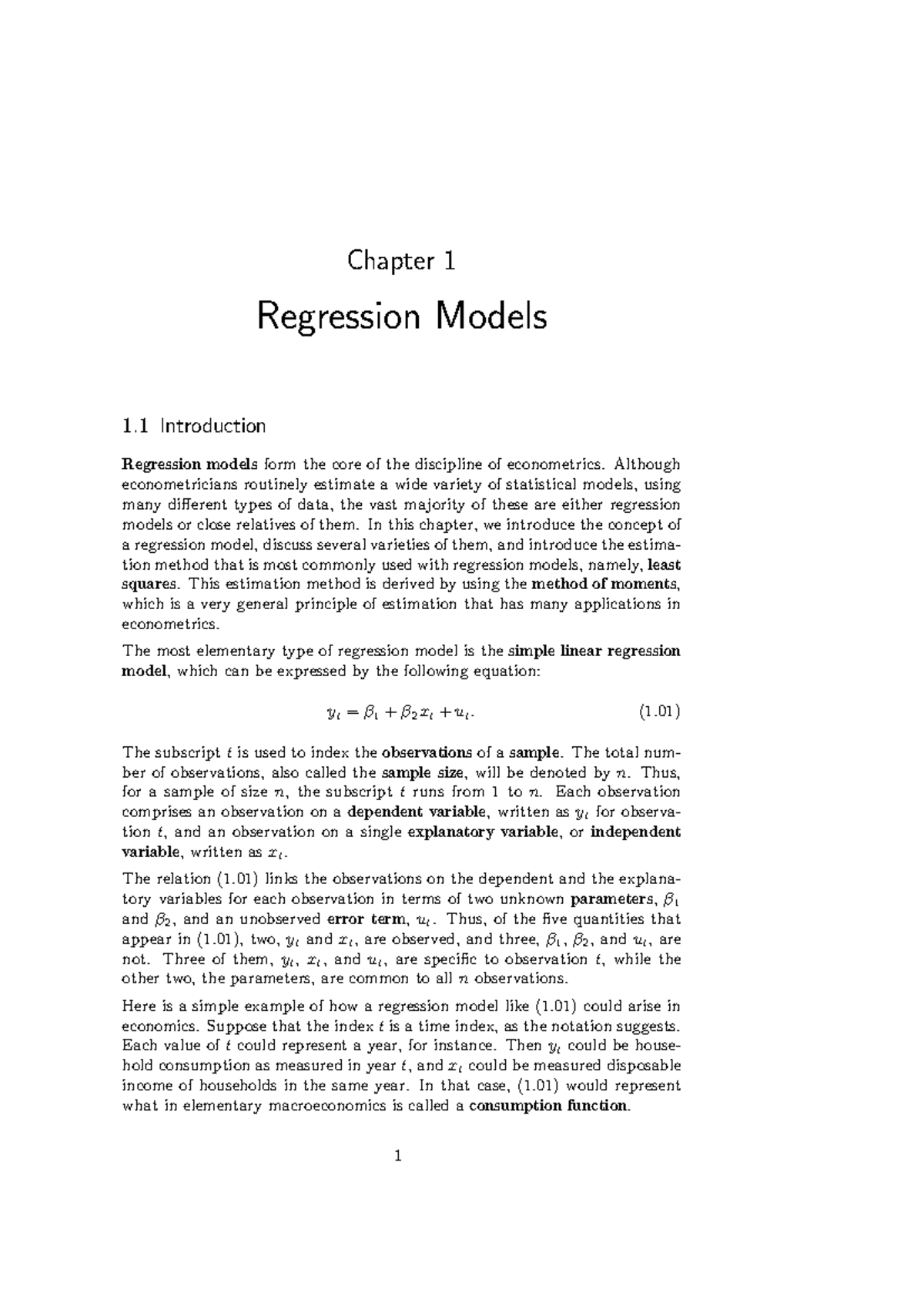 Chapter 1 regression models: introduction to econometrics and ...