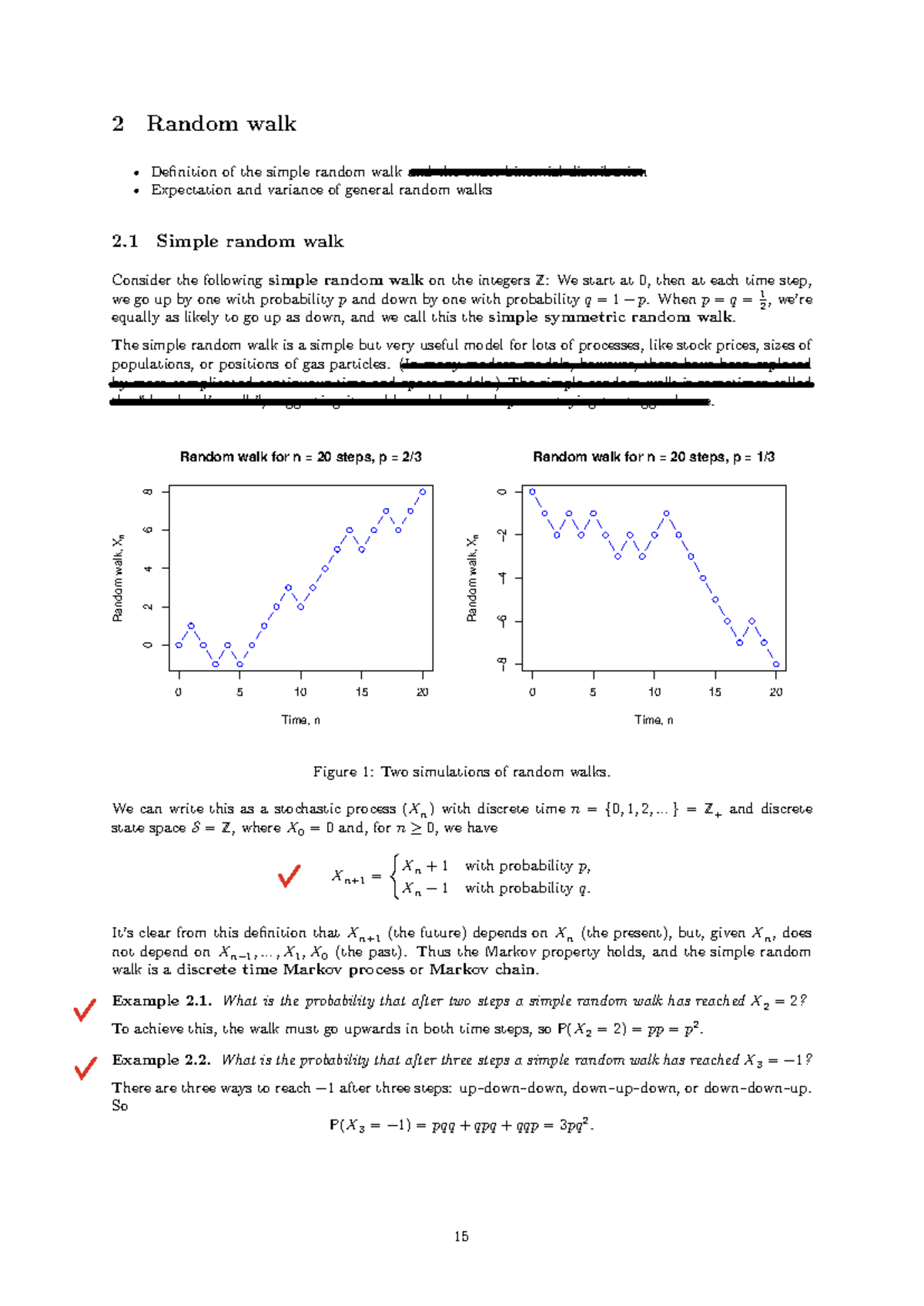 Random Walks: Definitions, Expectations, and Variance Analysis - Studocu