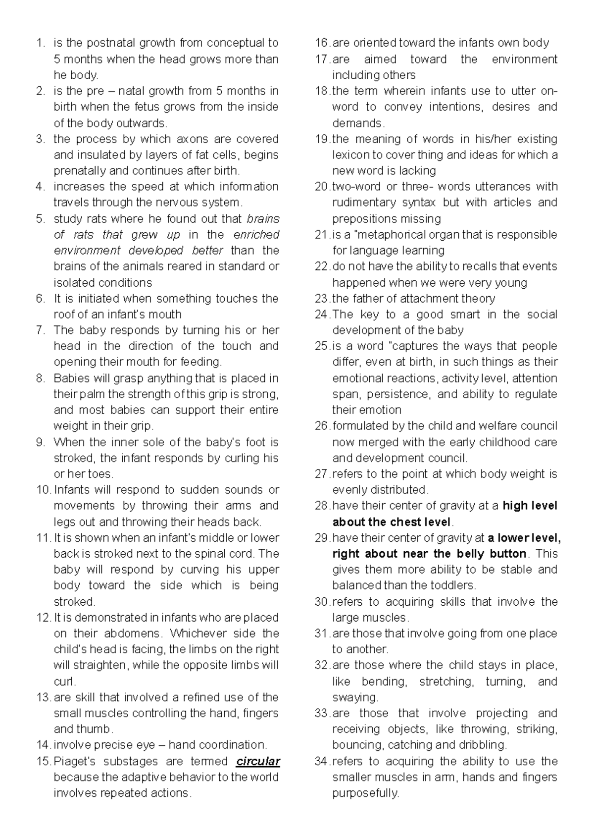 ED1 Finals Test: Comprehensive Notes on Child Development - Studocu