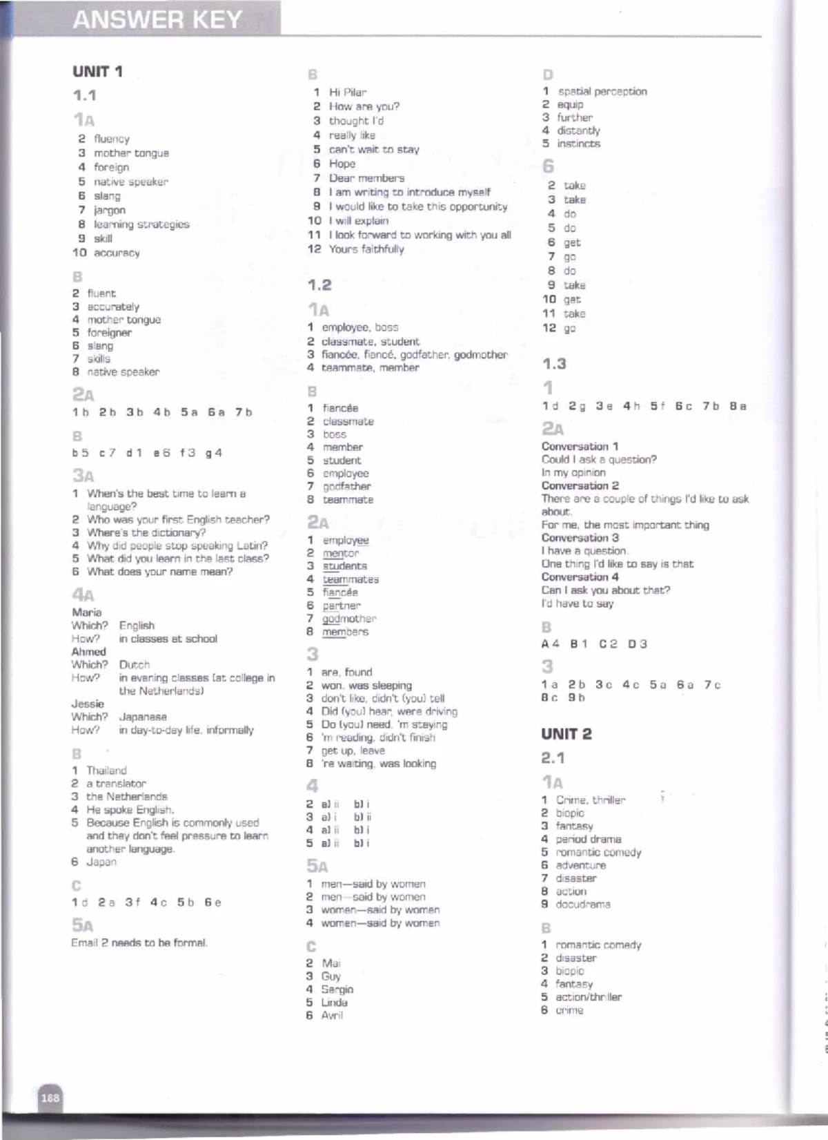 Intermediate Tests Answer Key: Units 1-8 - Studocu