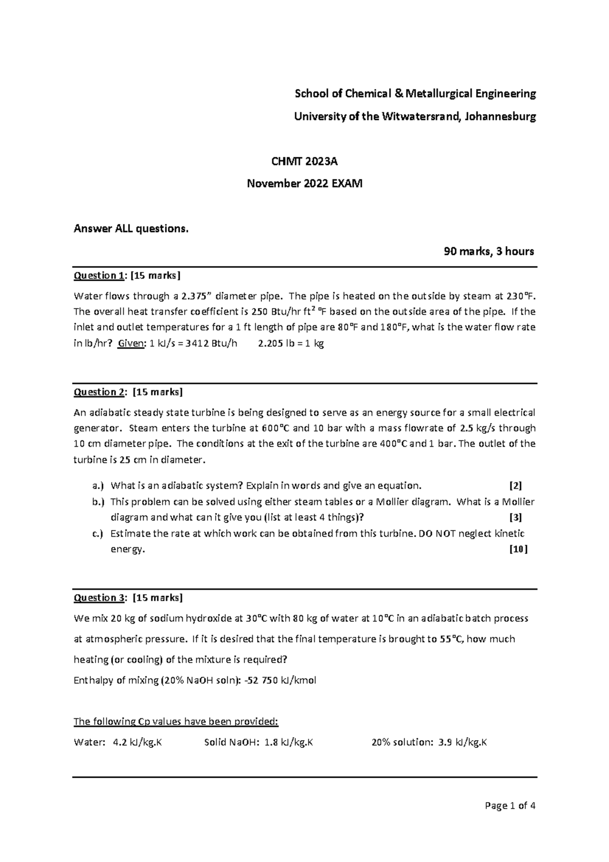 CHMT2023 November Exam 2022: Comprehensive Solution Guide - Studocu