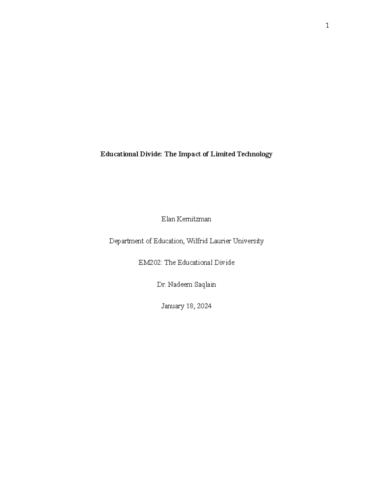 EM202 Assignment 1: Exploring the Educational Technology Divide - Studocu