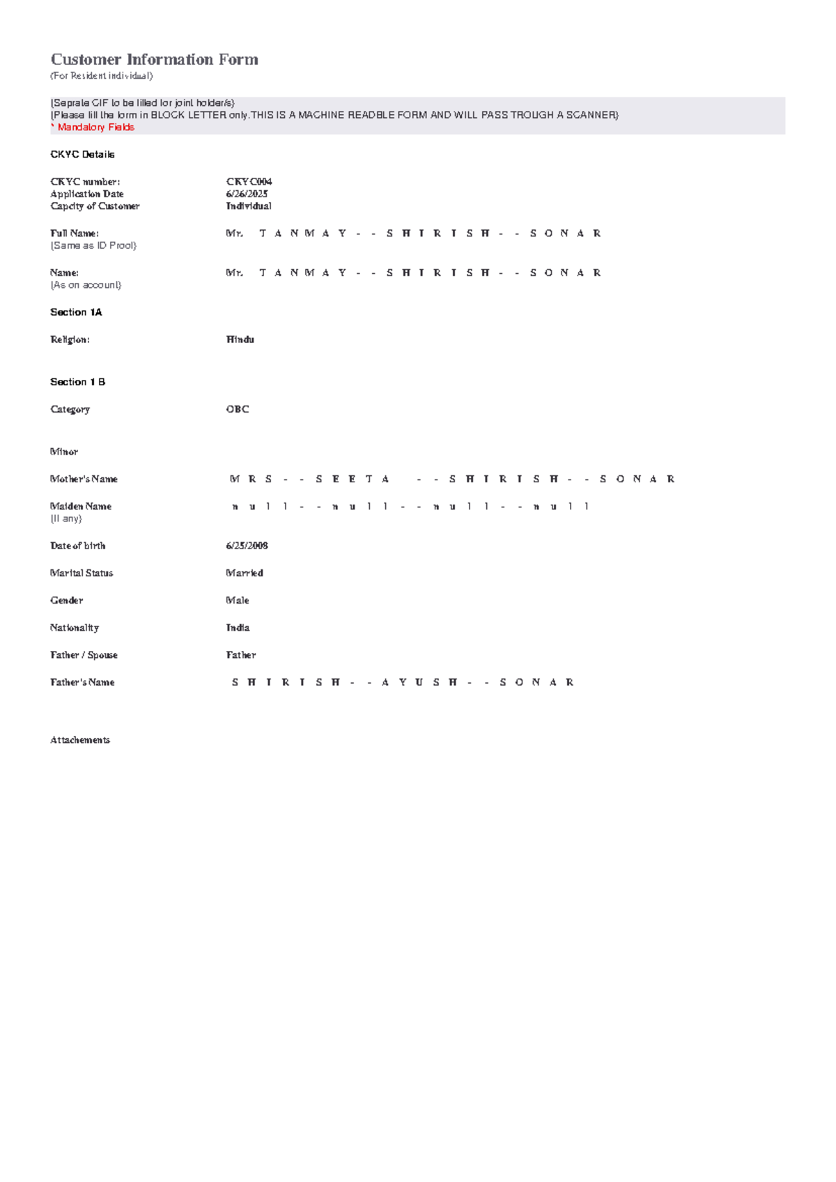 Customer Information Form (CIF) for Resident Individuals - Studocu