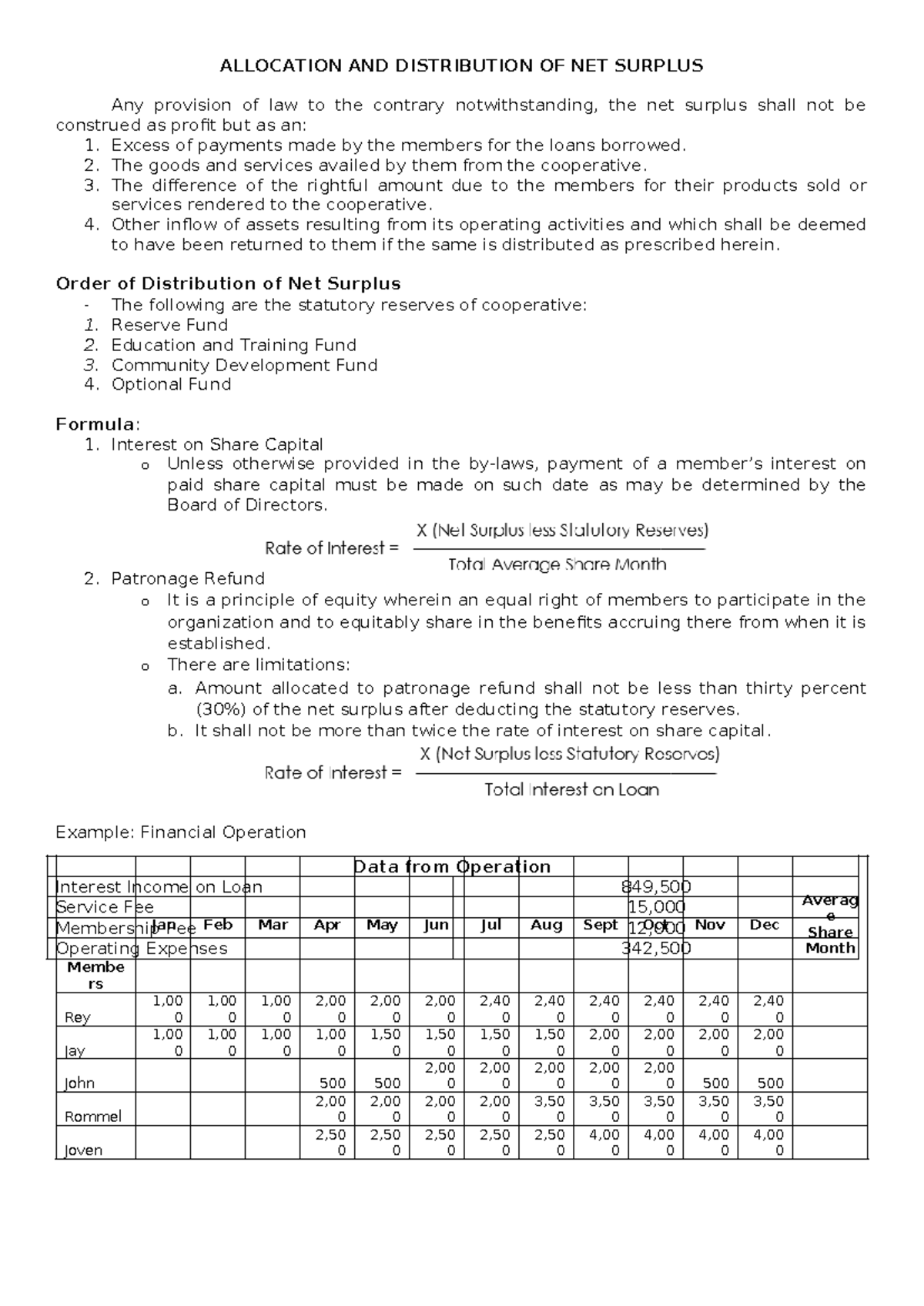 Allocation and Distribution of Net Surplus: Study Notes - Studocu