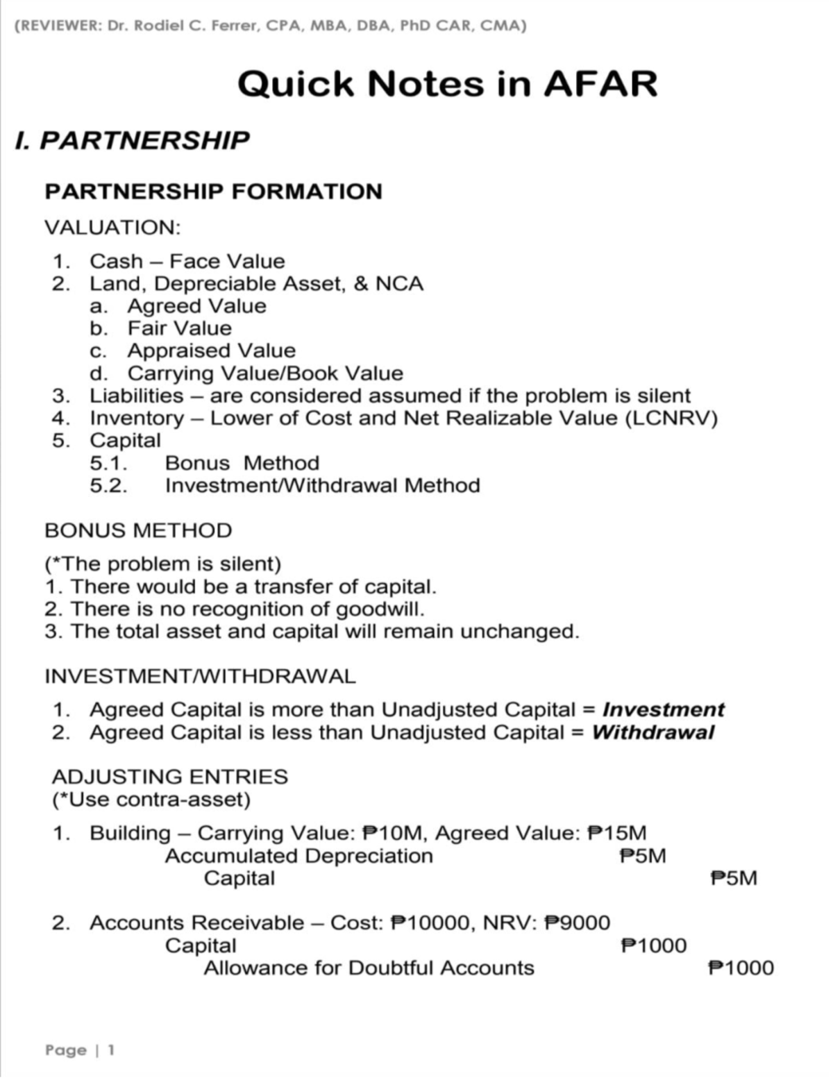 AFAR CPAR 82 Summary - Financial Accounting and Reporting - Warning: TT ...