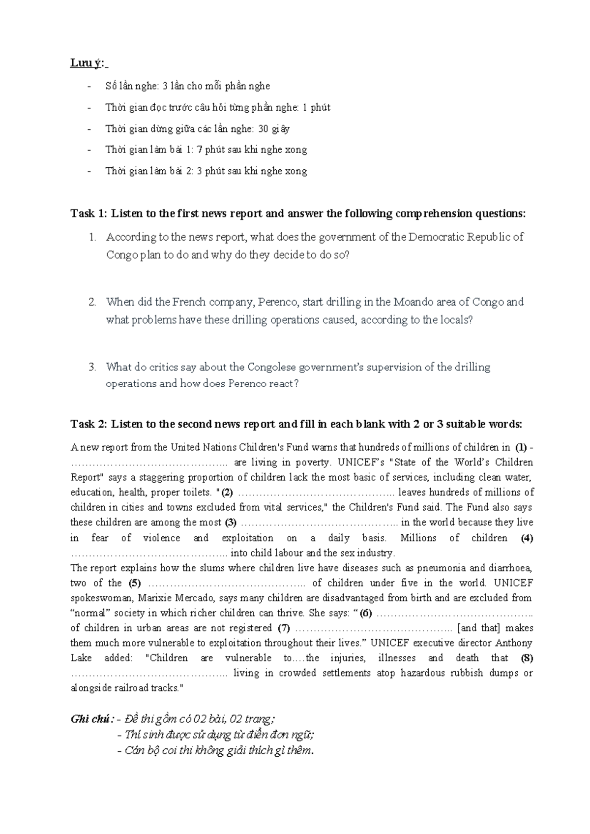 Midterm ESP 2 Listening Exam 1 Guidelines and Tasks - Studocu