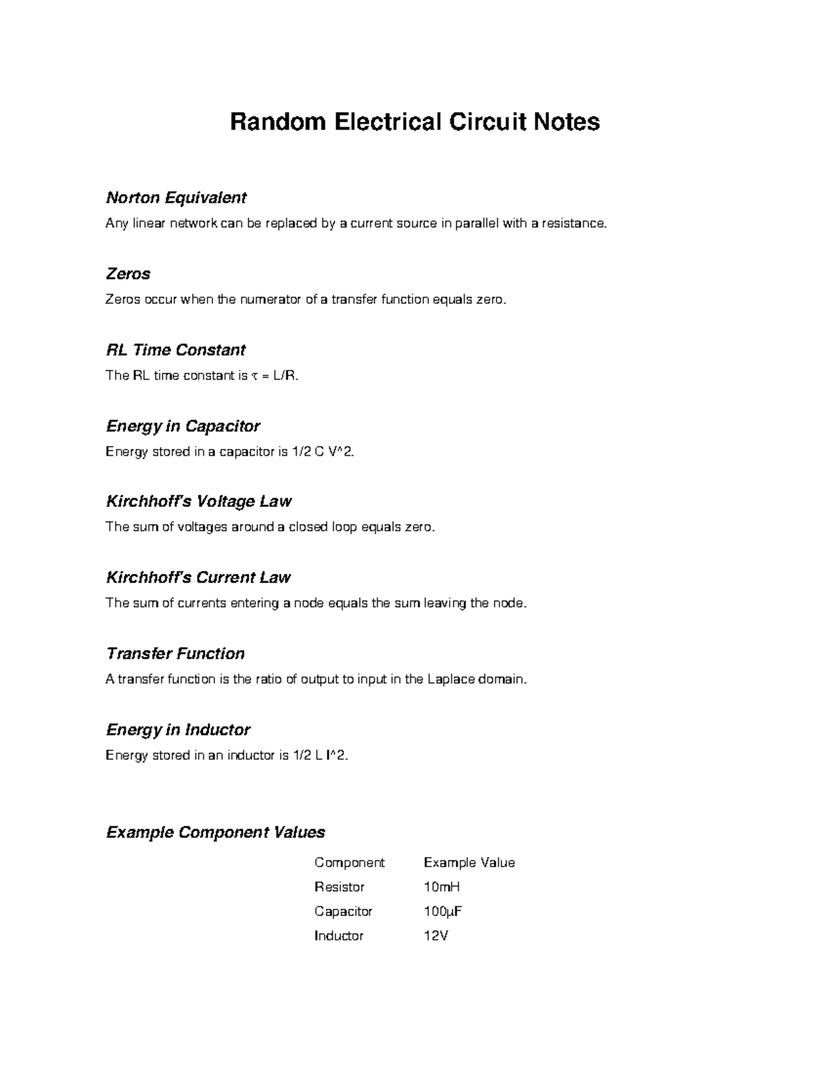 EE 101: Circuit Notes - Norton Equivalent & Key Concepts - Studocu