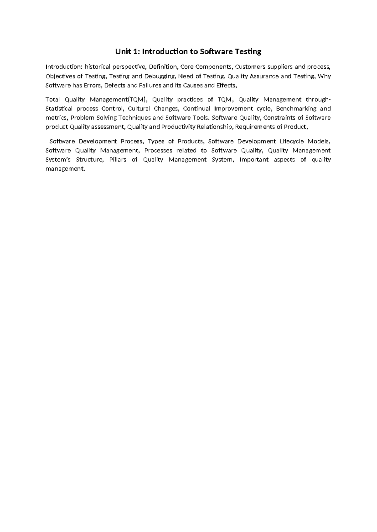 UNIT 1 - STQA Introduction to Software Testing Notes - Studocu