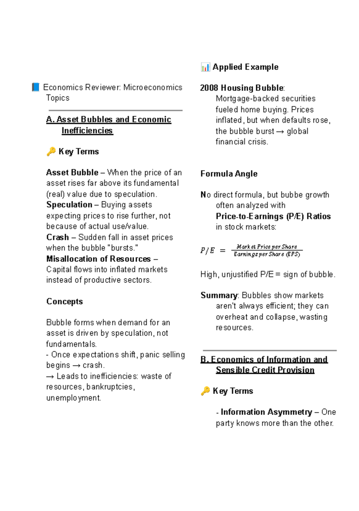 L2 - Microeconomics Final Exam Reviewer: Key Concepts and Terms - Studocu