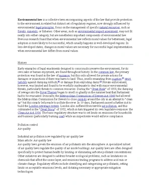 Environmental Law - Study Notes & Assignments - Studocu