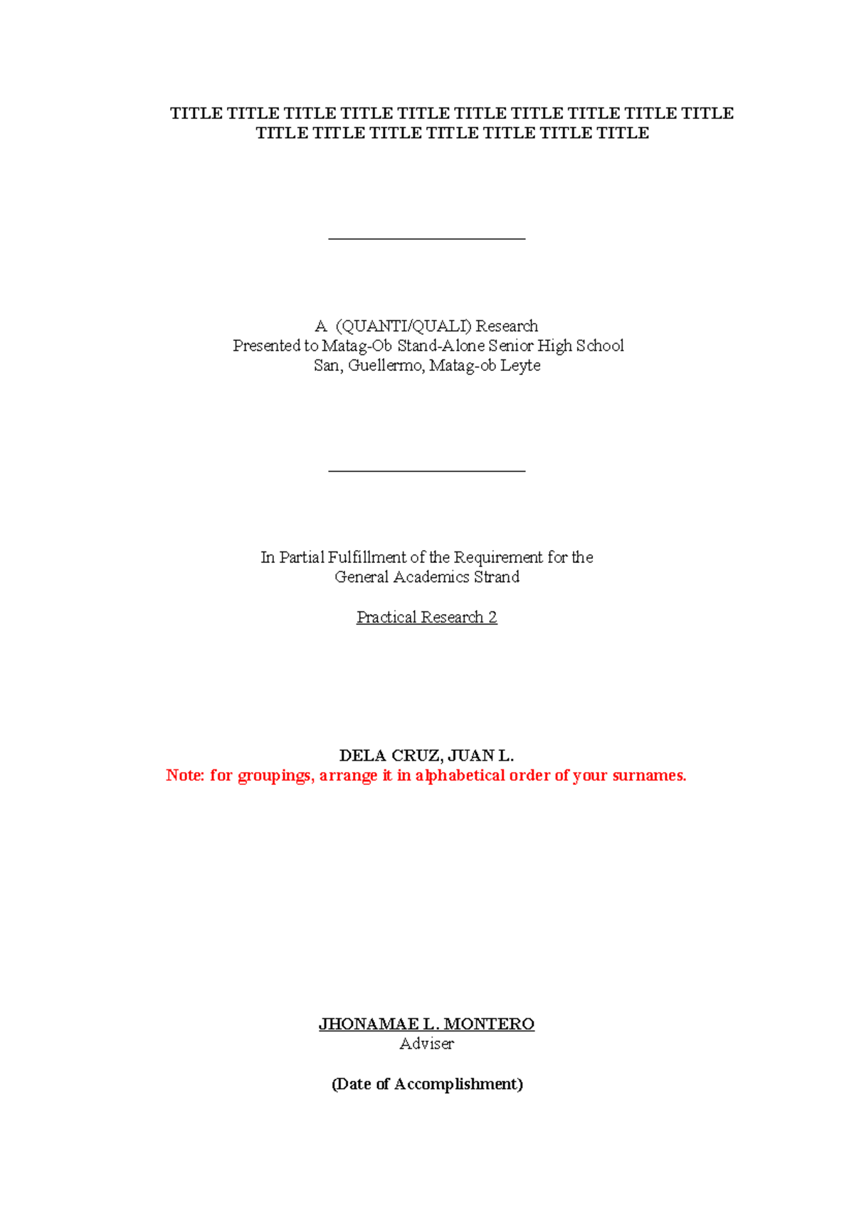 Research Template for Practical Research 2 (General Academics Strand ...