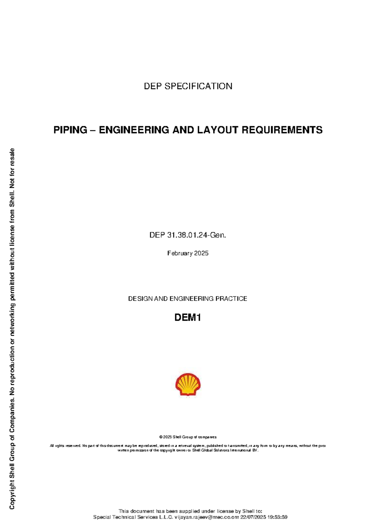 DEP Piping Engineering & Layout Requirements - Spec 2025-02 A00 - Studocu