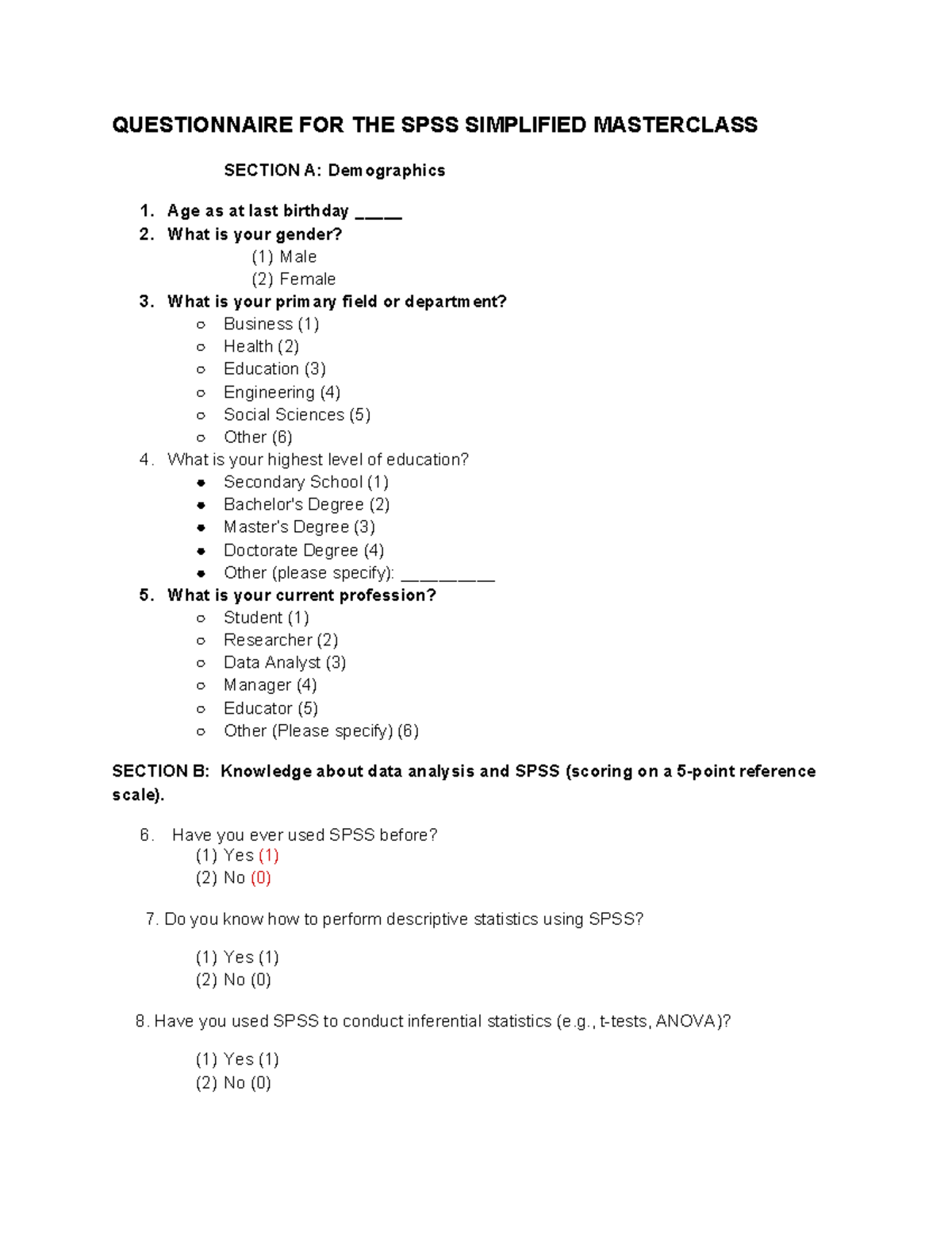 Questionnaire AND Research Questions(SSMC 2 - QUESTIONNAIRE FOR THE ...