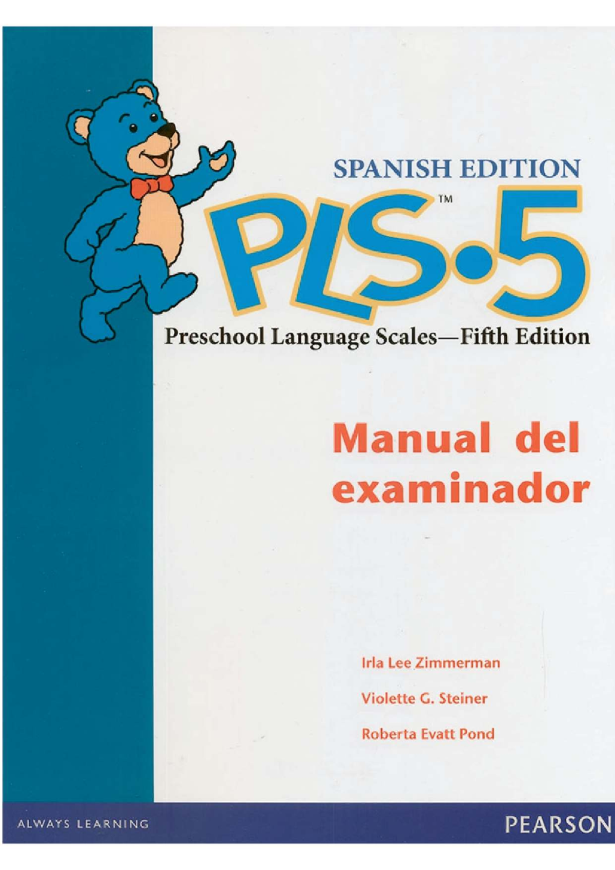 PLS 5: Manual del Examinador para Evaluación del Lenguaje Infantil - Document Preview