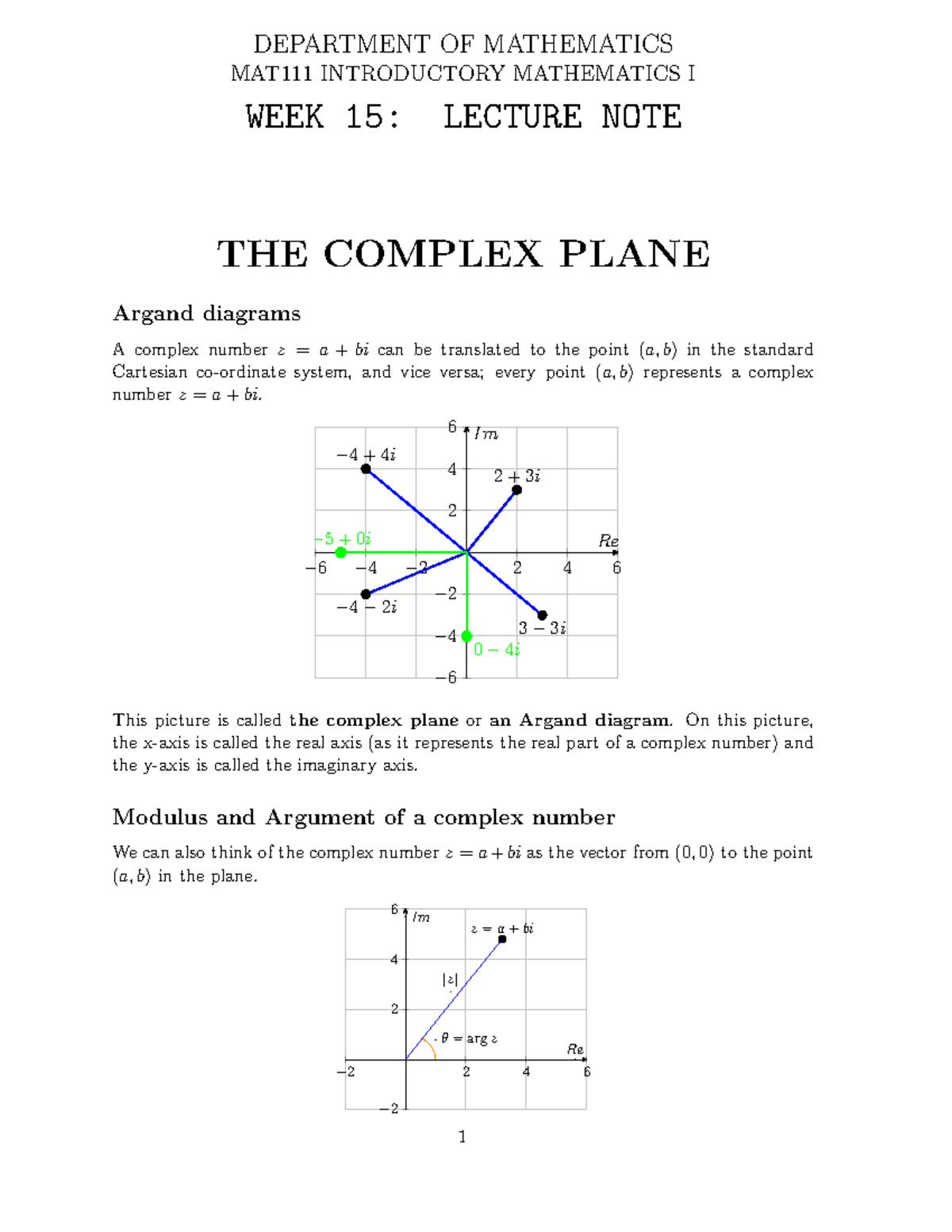MAT111 Week 15 Lecture Note 241012 151936 - DEPARTMENT OF MATHEMATICS ...