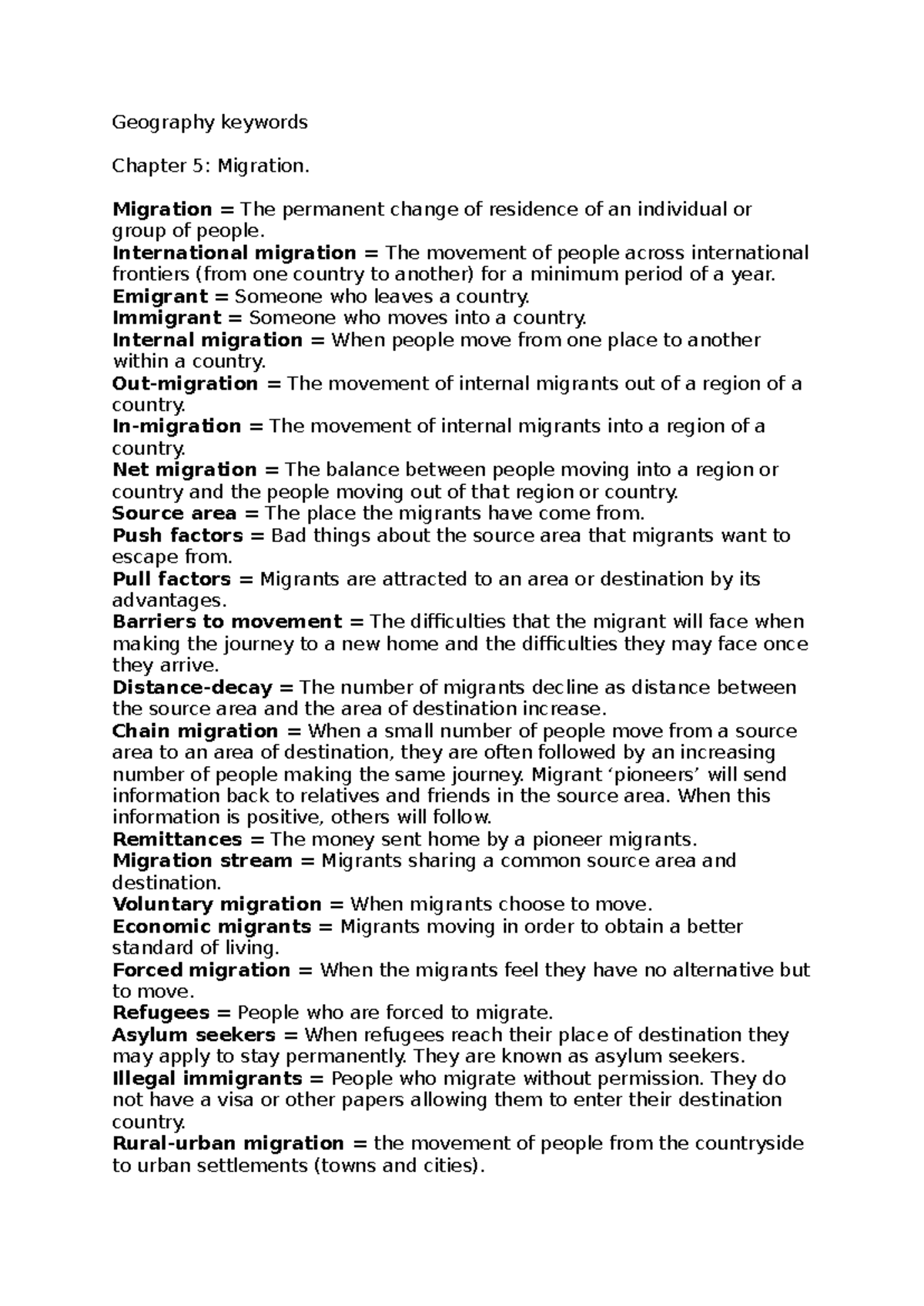 Geography Keywords: Chapter 5 - Migration Concepts and Definitions ...
