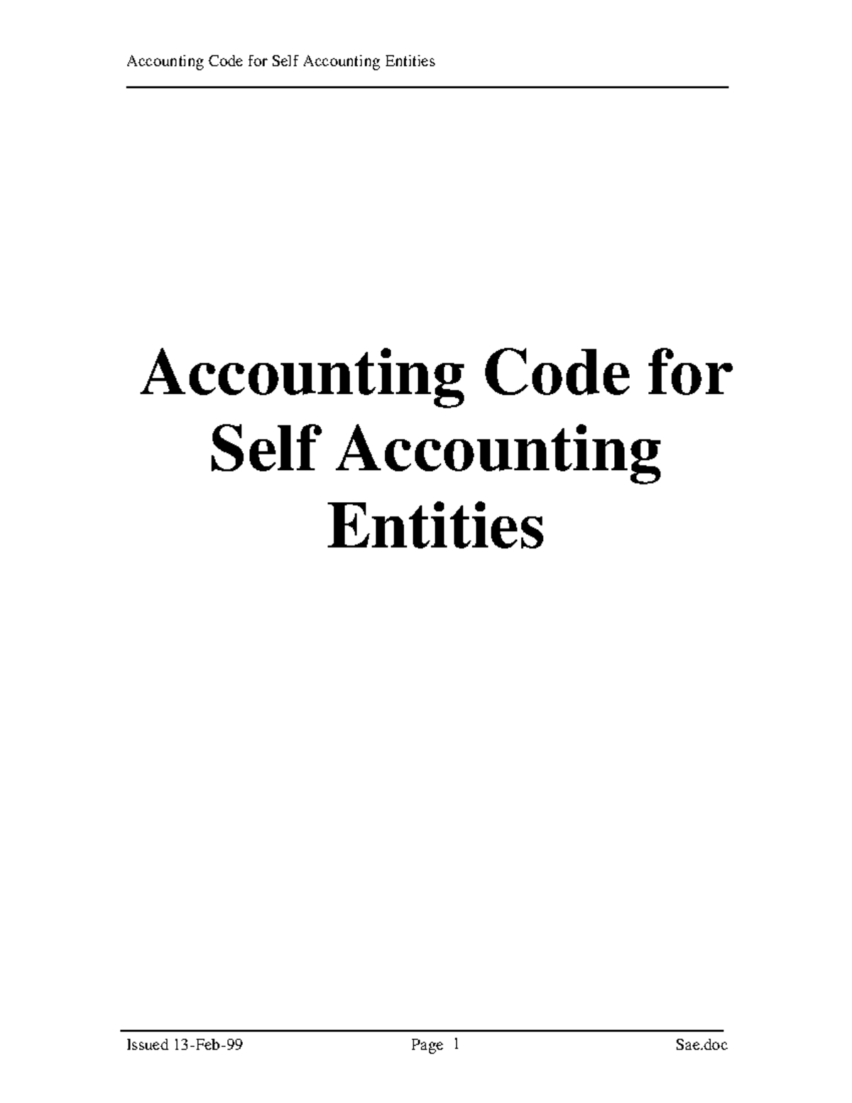 Accounting Code Manual for Self Accounting Entities (SAE) - Studocu