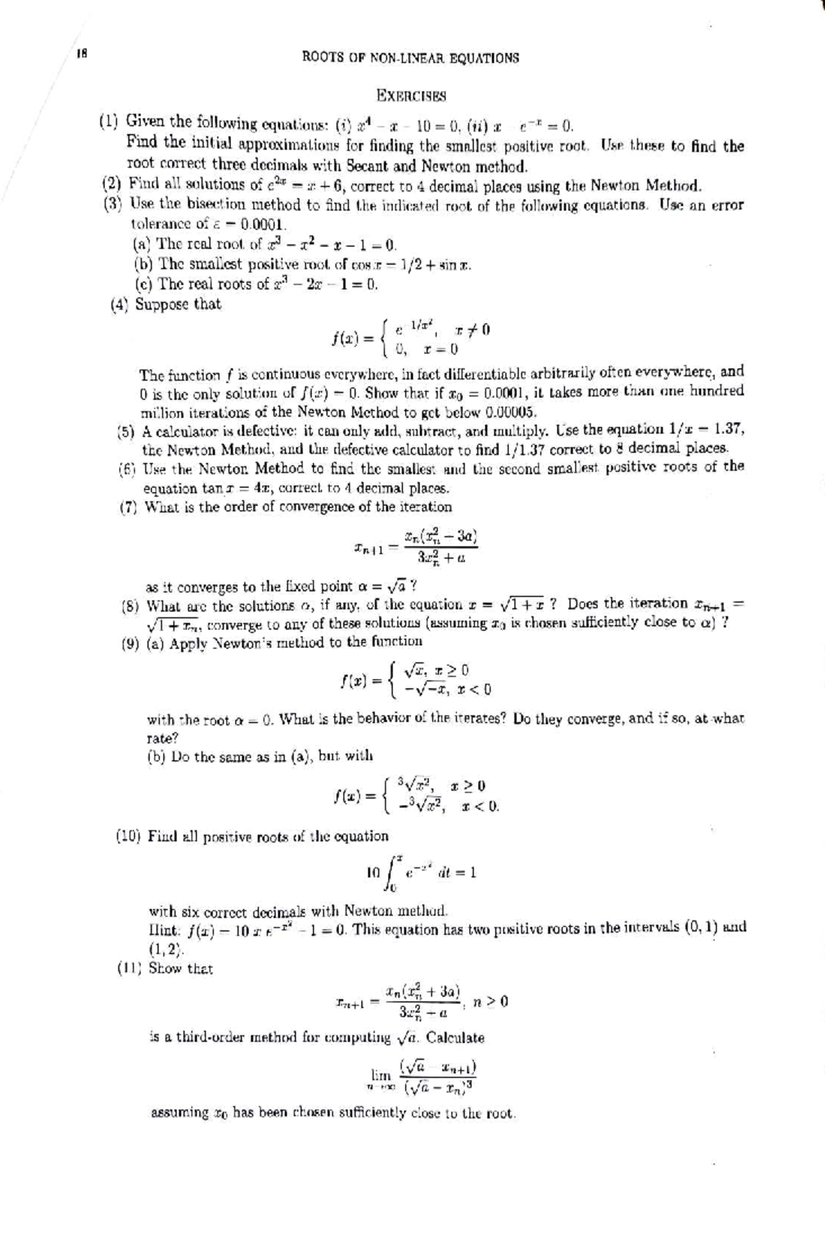 18 MATH 101 ROOTS OF EQUATIONS EXERCISES & METHODS - Studocu