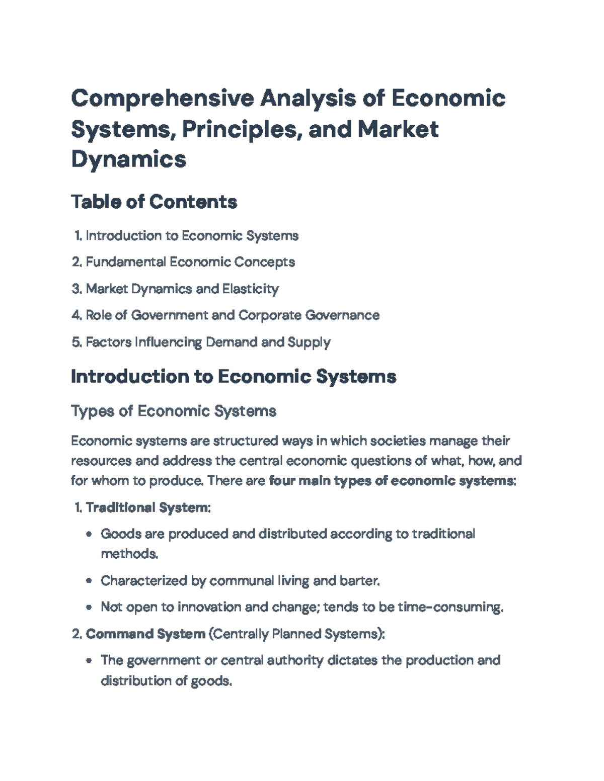 Economic Systems Analysis: Principles, Market Dynamics & Governance ...
