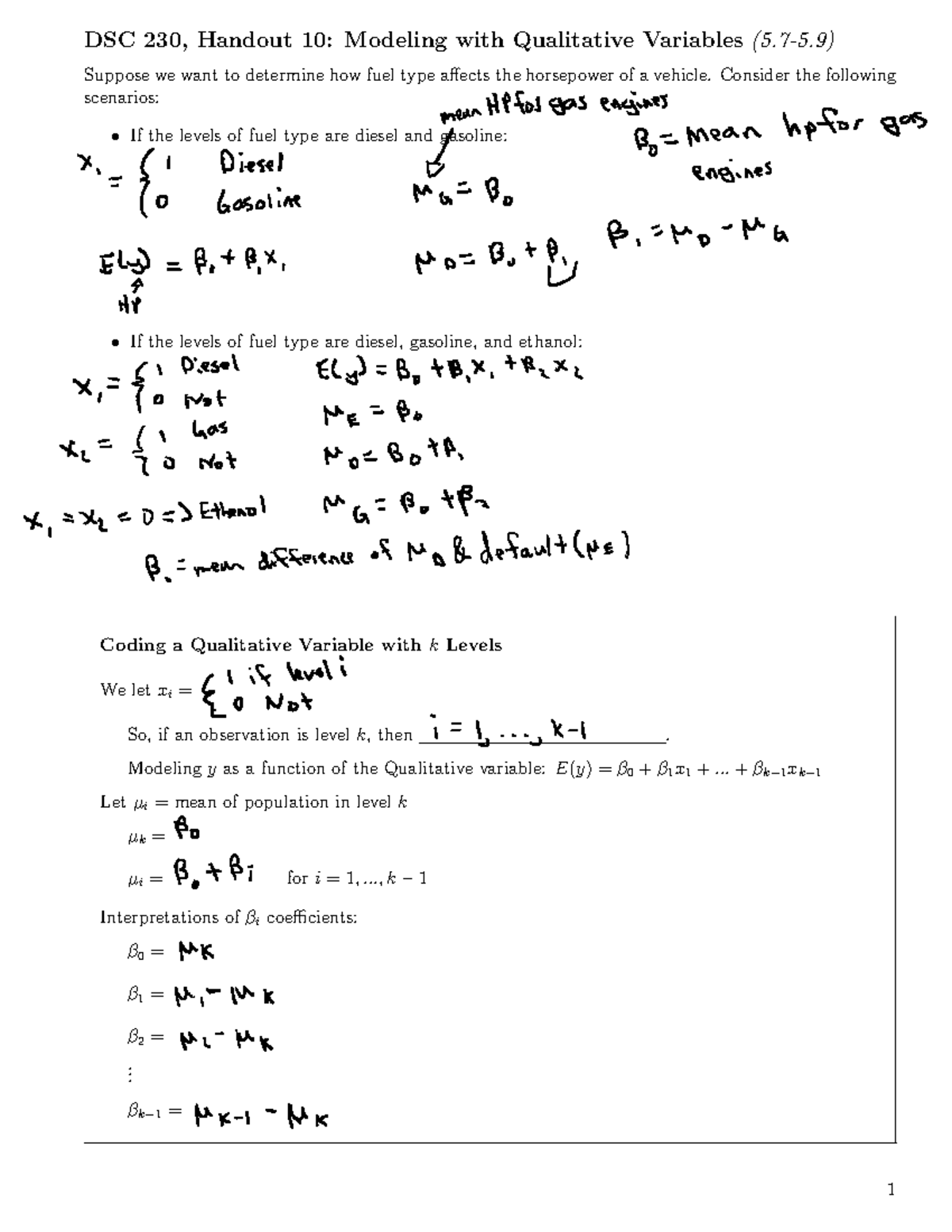 DSC 230, Handout 10: Qualitative Variables and Modeling Examples - DSC ...